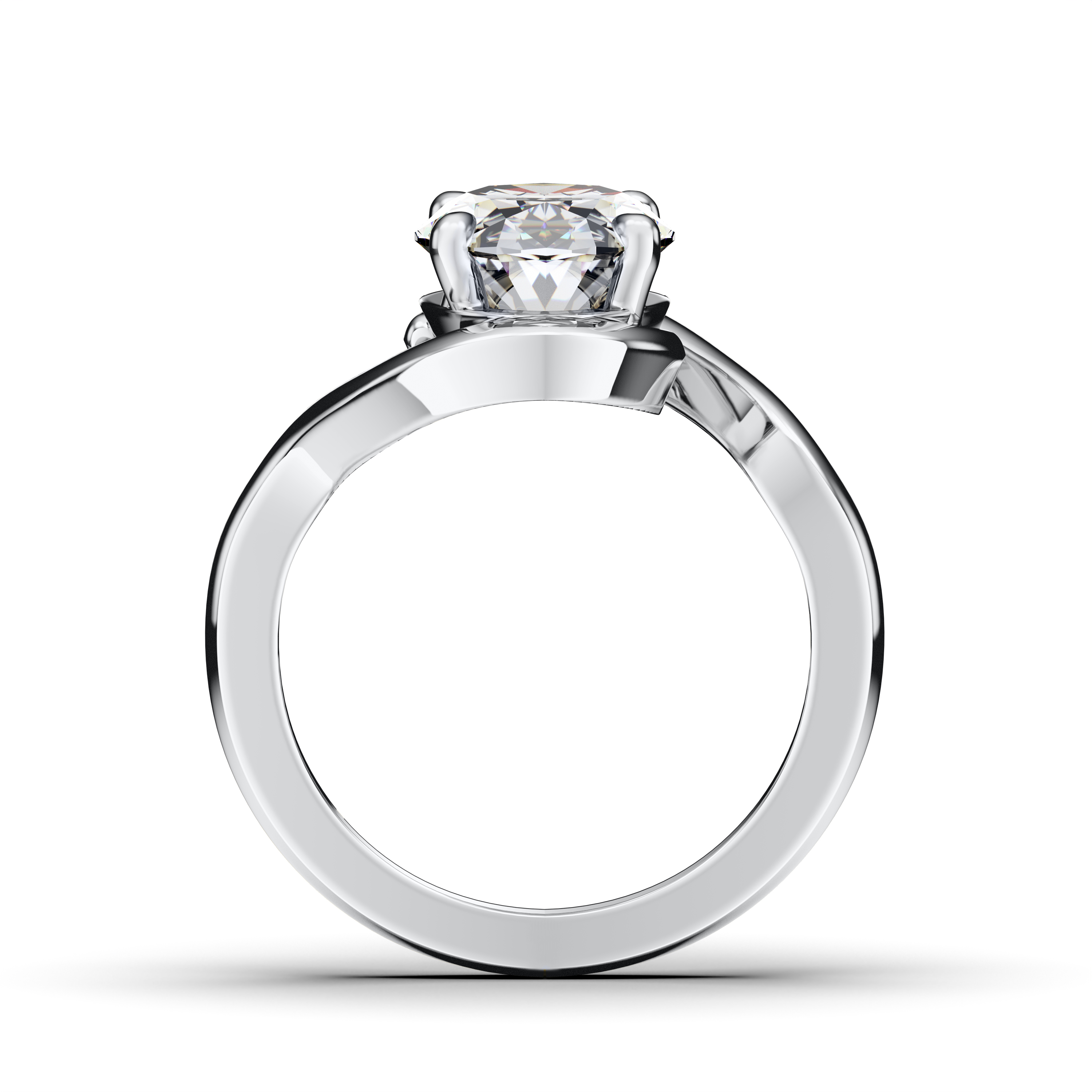 Etheral Solitaire Diamond Engagement Ring in 18ct White Gold with Oval Centre Stone Alternate shot 3