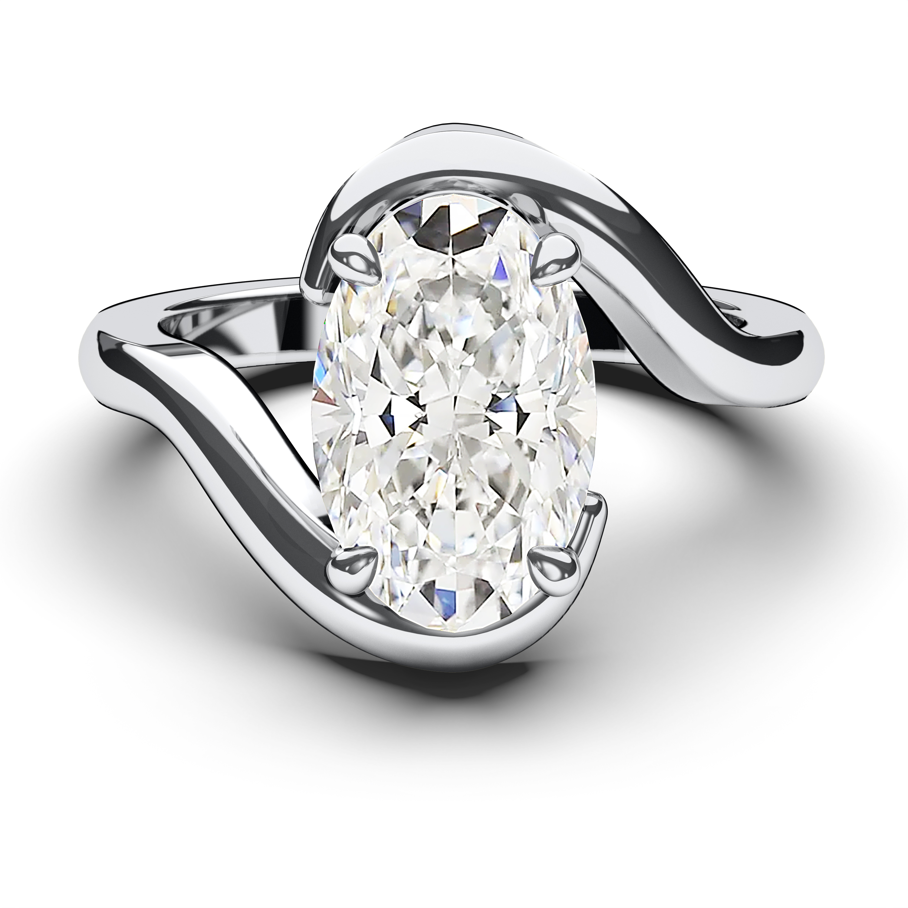 Solitaire, Platinum Diamond Engagement Ring Etheral Solitaire Ring Oval
