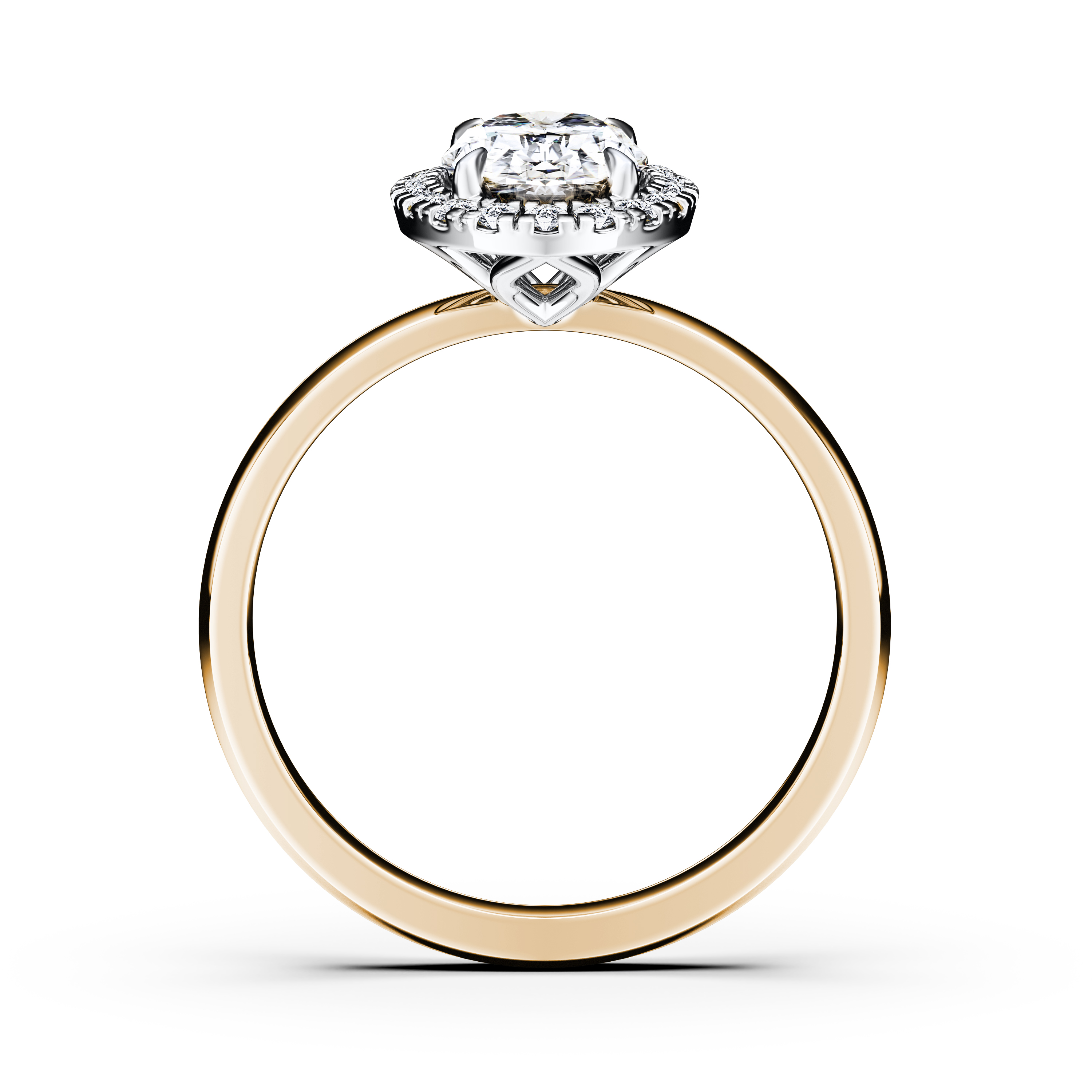 The Moon Ocean Halo Diamond Engagement Ring in 18ct Yellow Gold with Oval Centre Stone Alternate shot 3