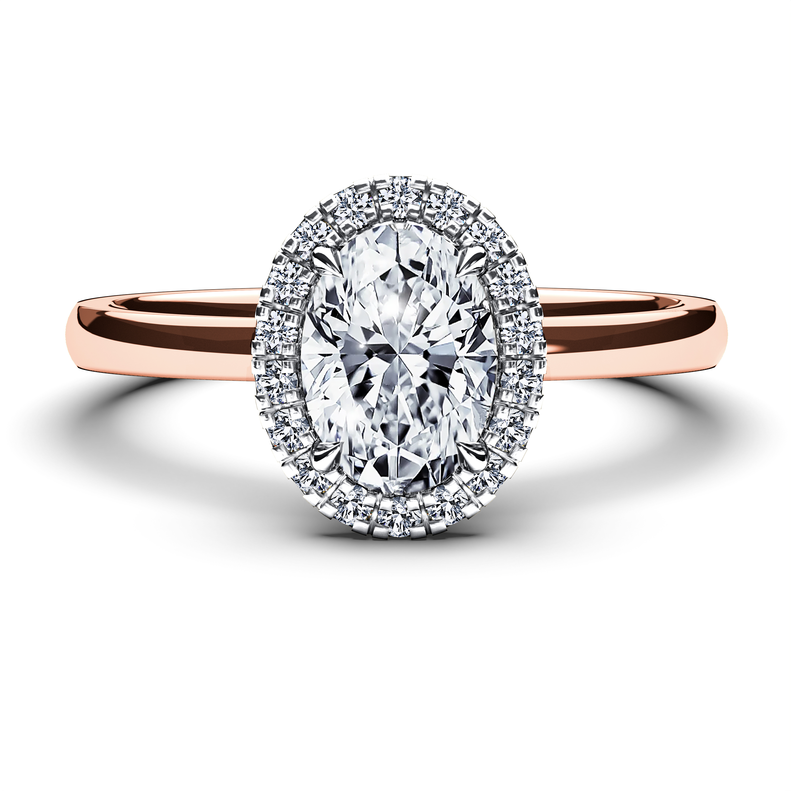 Halo, 18ct Rose Gold Diamond Engagement Ring The Moon Ocean Celestial Halo Ring Oval