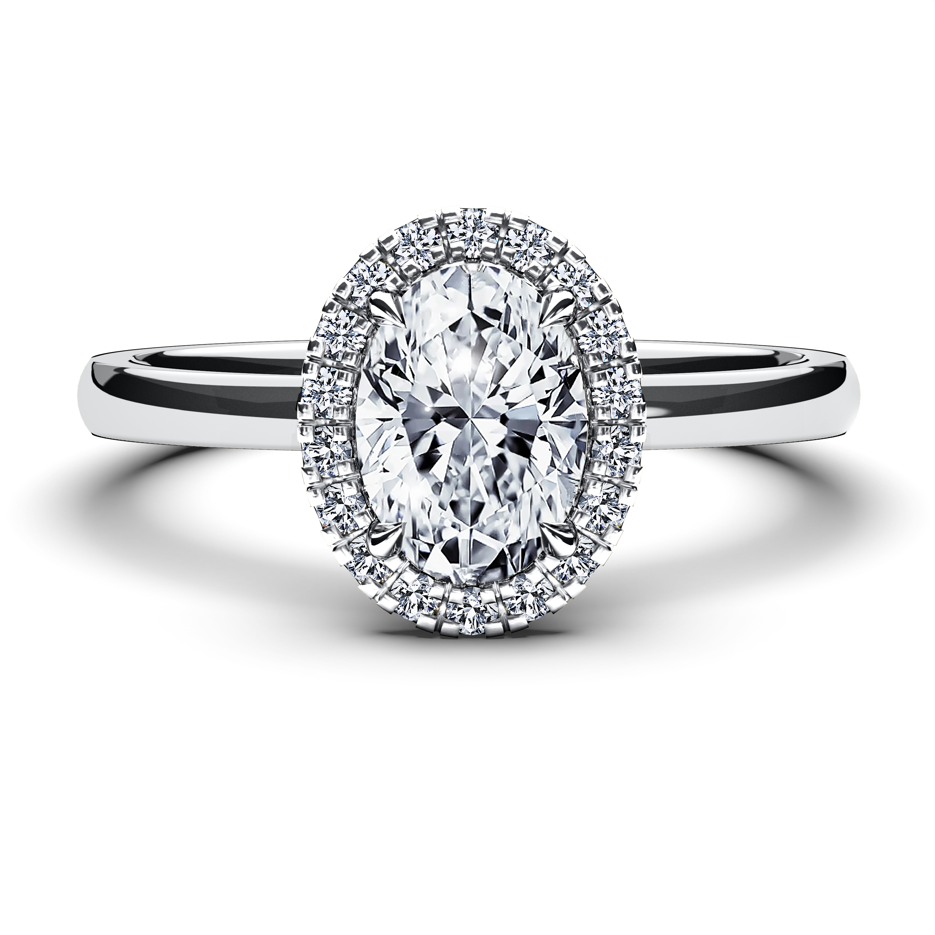 Halo, Platinum Diamond Engagement Ring The Moon Ocean Celestial Halo Ring Oval