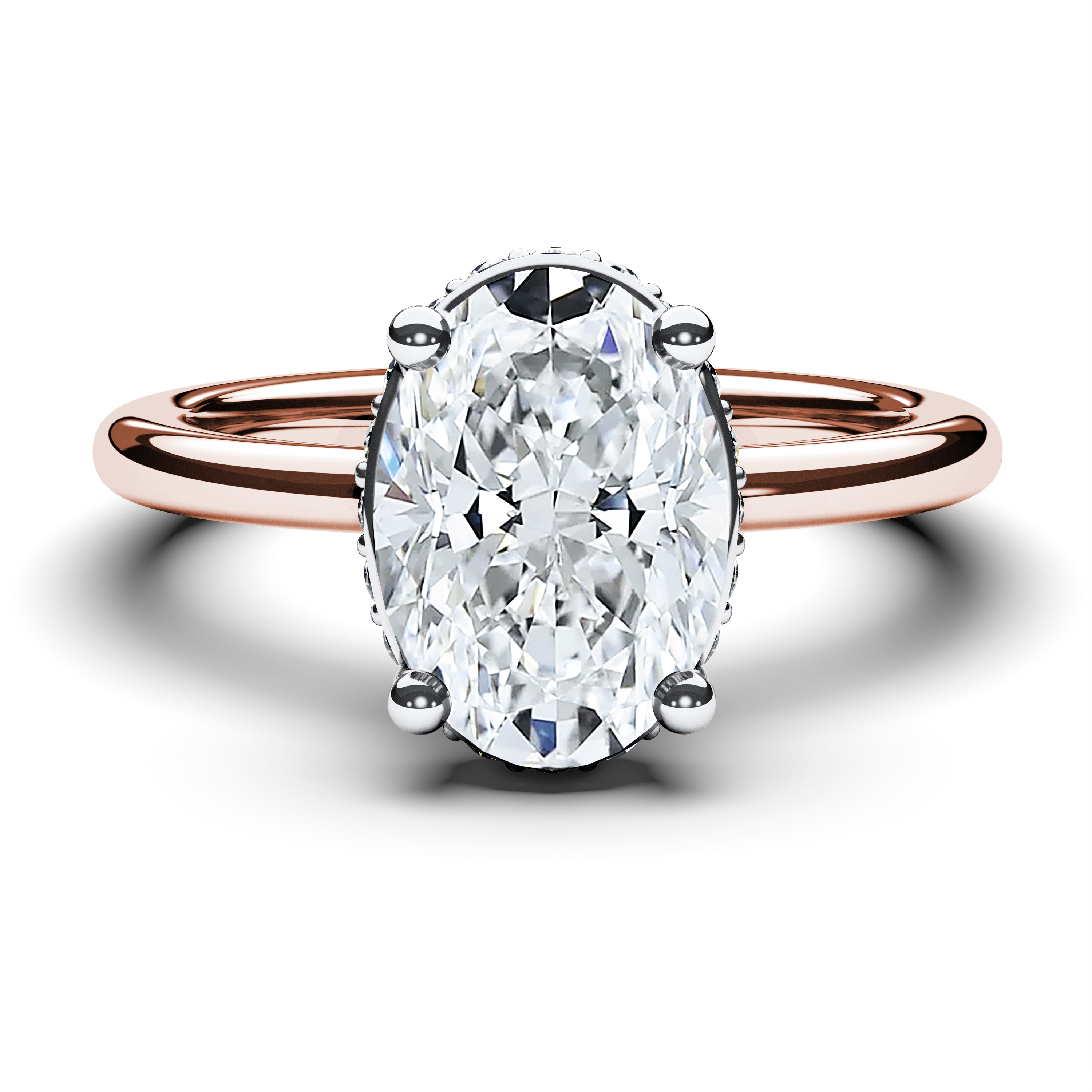 Solitaire, 18ct Rose Gold Diamond Engagement Ring The Moon Ocean Solitaire Ring Oval