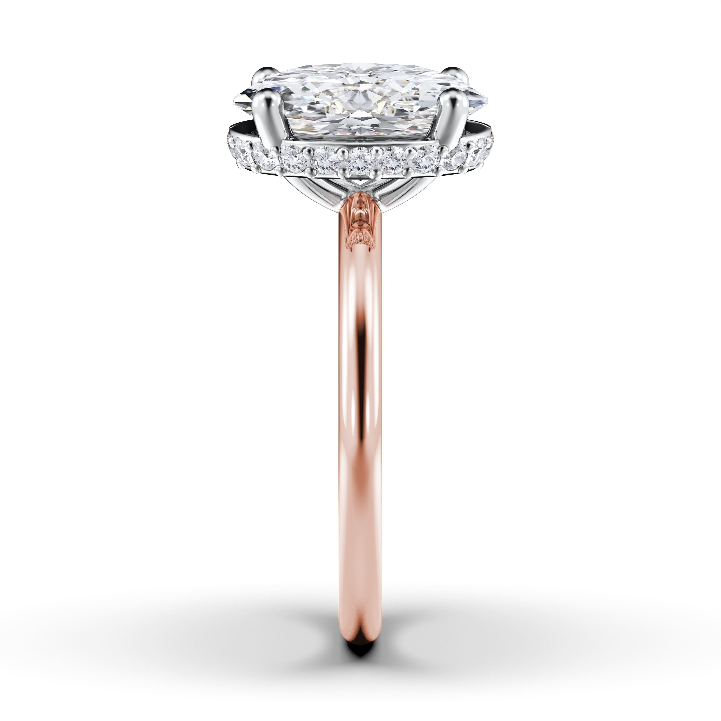 The Moon Ocean Solitaire Diamond Engagement Ring in 18ct Rose Gold with Oval Centre Stone Alternate shot 2