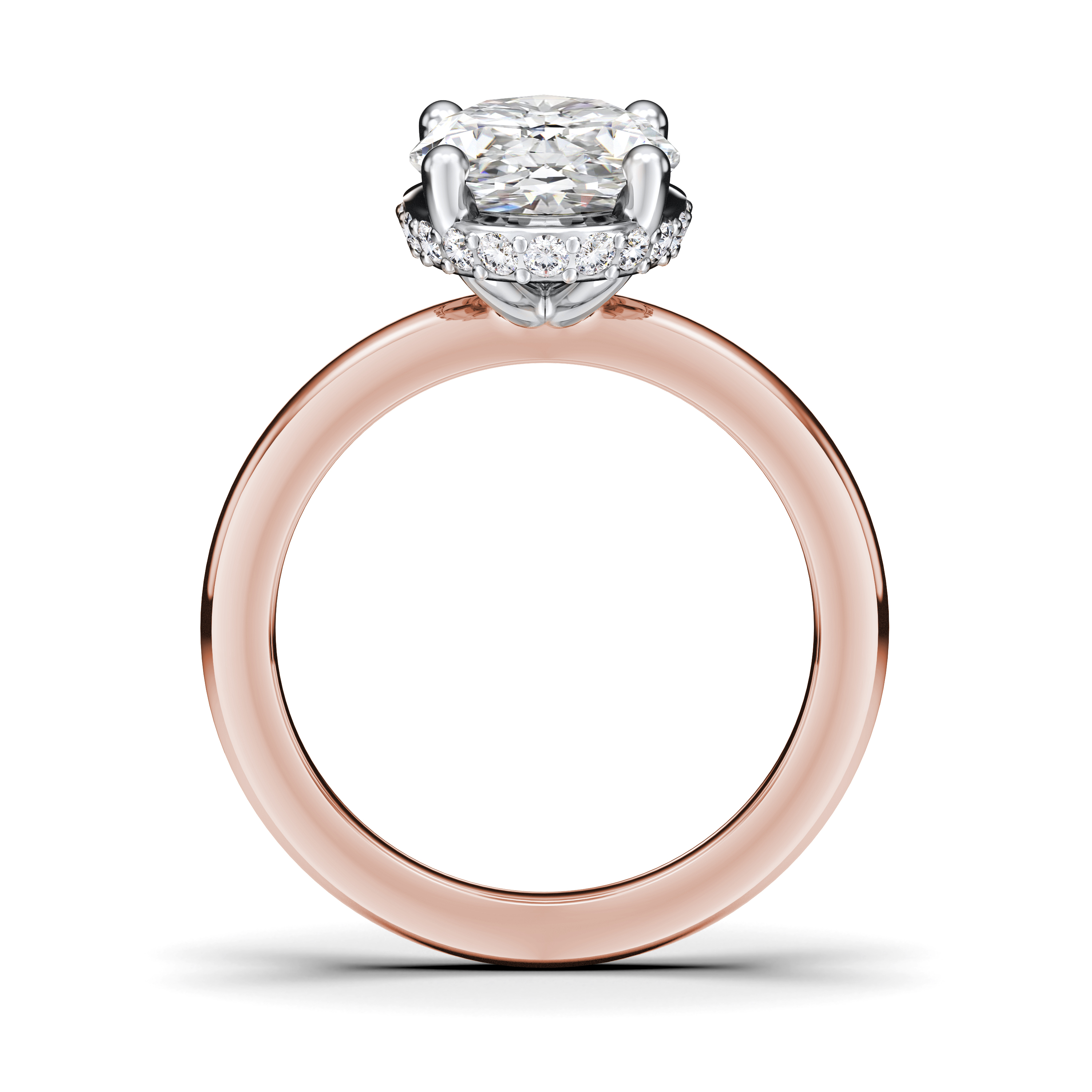 The Moon Ocean Solitaire Diamond Engagement Ring in 18ct Rose Gold with Oval Centre Stone Alternate shot 3