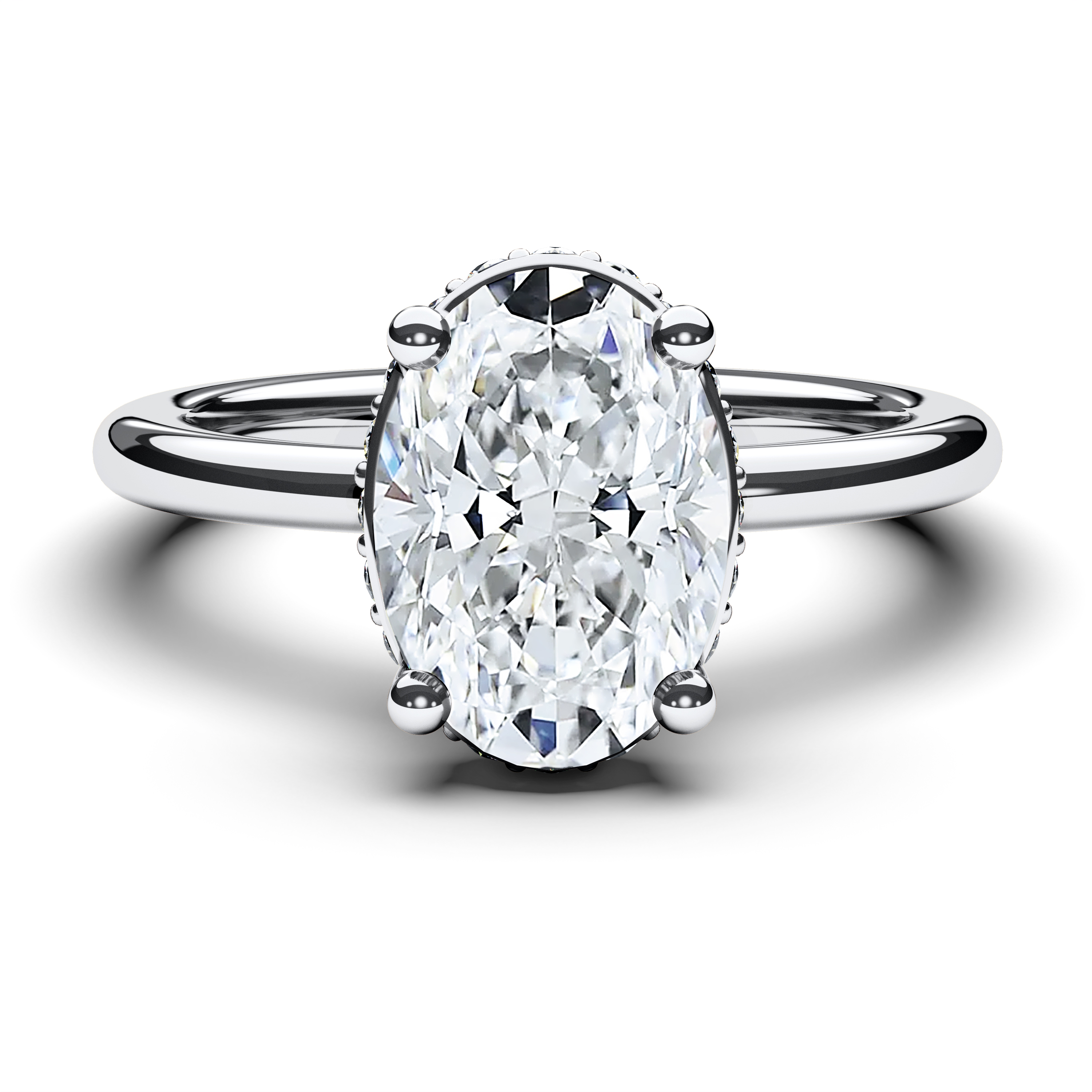 Solitaire, 18ct White Gold Diamond Engagement Ring The Moon Ocean Solitaire Ring Oval