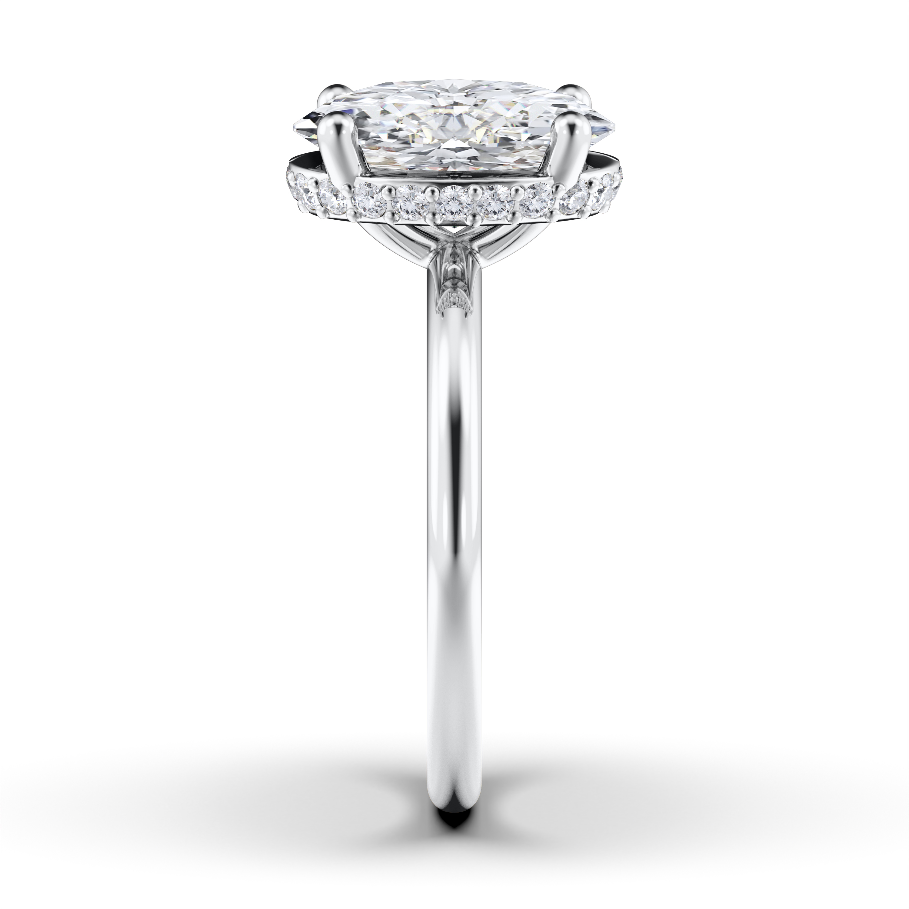 The Moon Ocean Solitaire Diamond Engagement Ring in Platinum with Oval Centre Stone Alternate shot 2