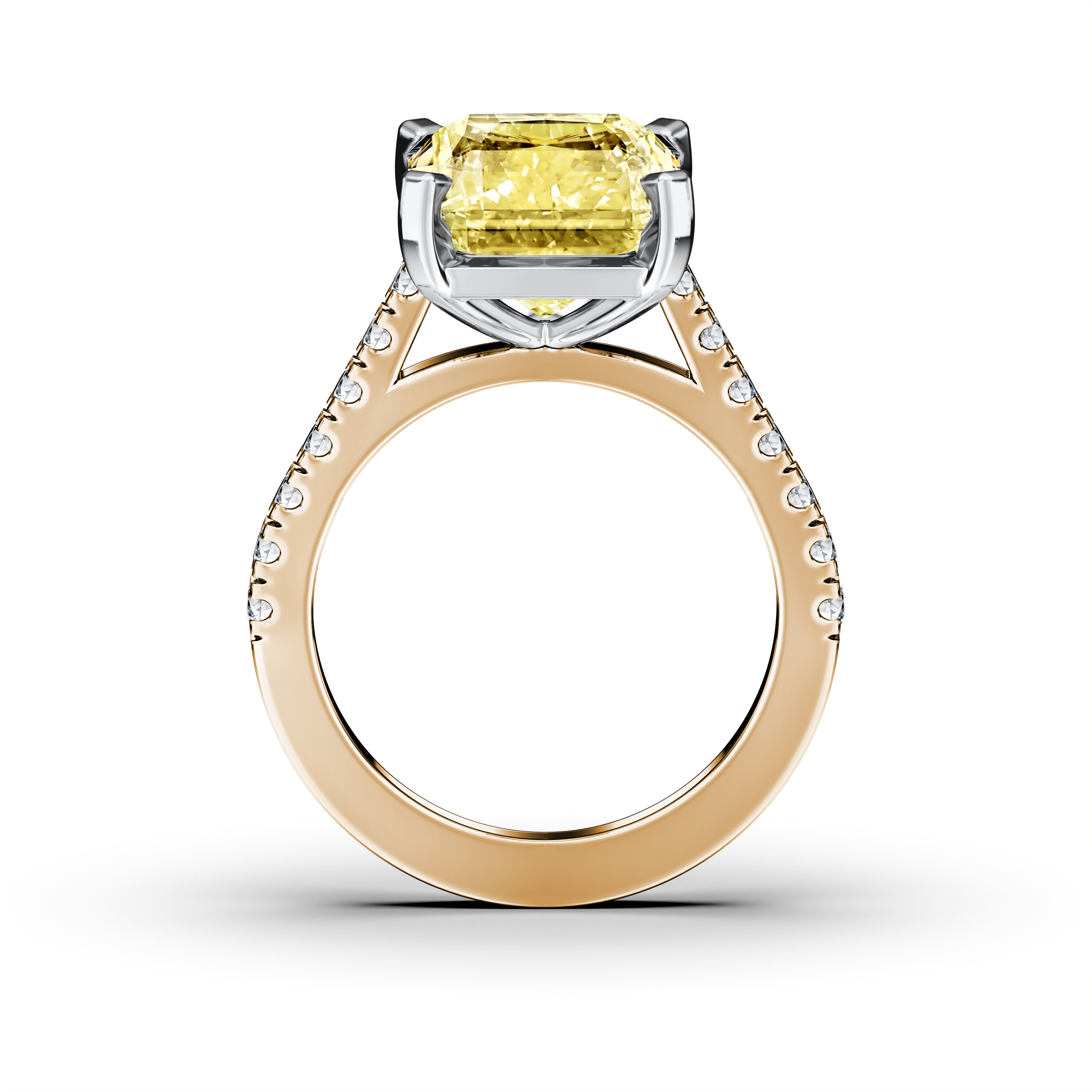 The Moon Ocean Side Stones Diamond Engagement Ring in 18ct Yellow Gold with Radiant Centre Stone Alternate shot 3