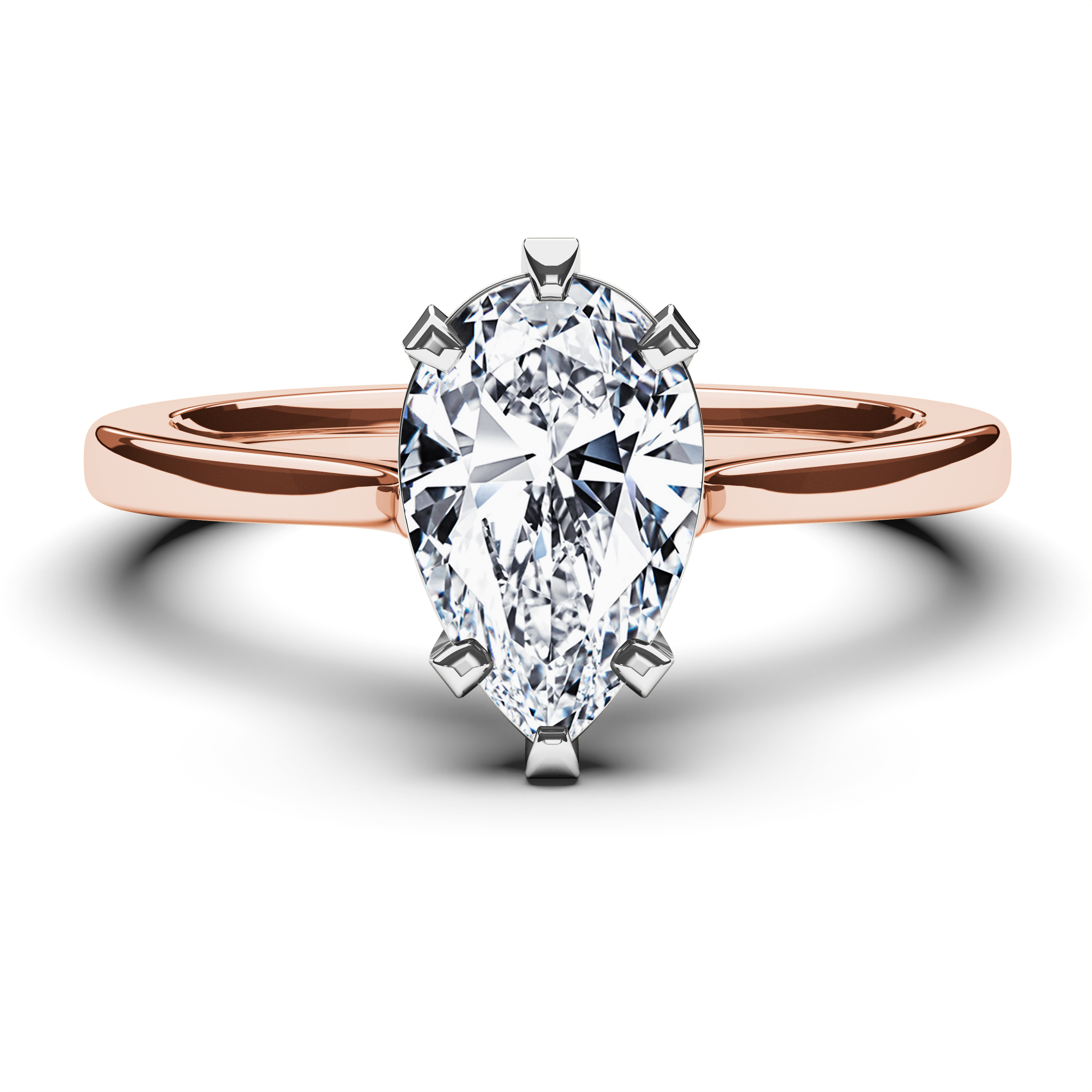Solitaire, 18ct Rose Gold Diamond Engagement Ring The Moon Ocean Modern Solitaire Ring Pear