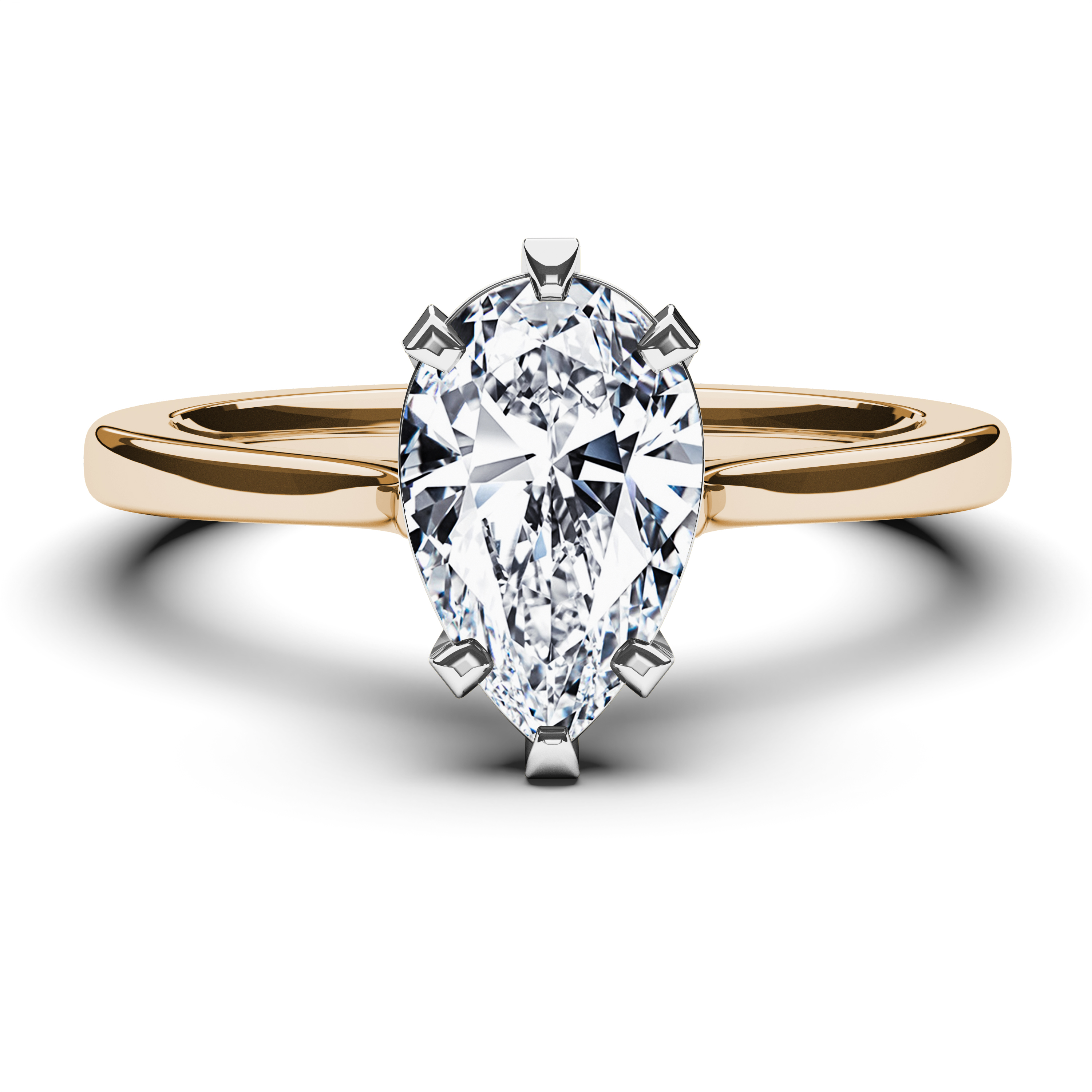 Solitaire, 18ct Yellow Gold Diamond Engagement Ring The Moon Ocean Modern Solitaire Ring Pear