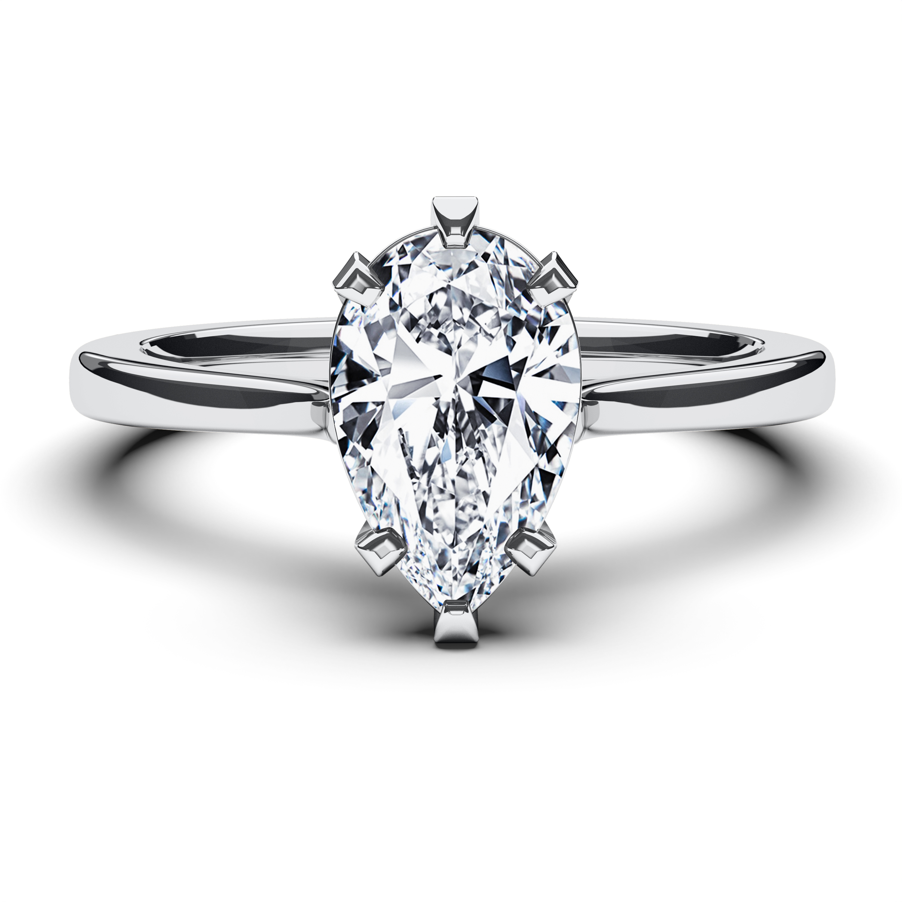 Solitaire, Platinum Diamond Engagement Ring The Moon Ocean Modern Solitaire Ring Pear