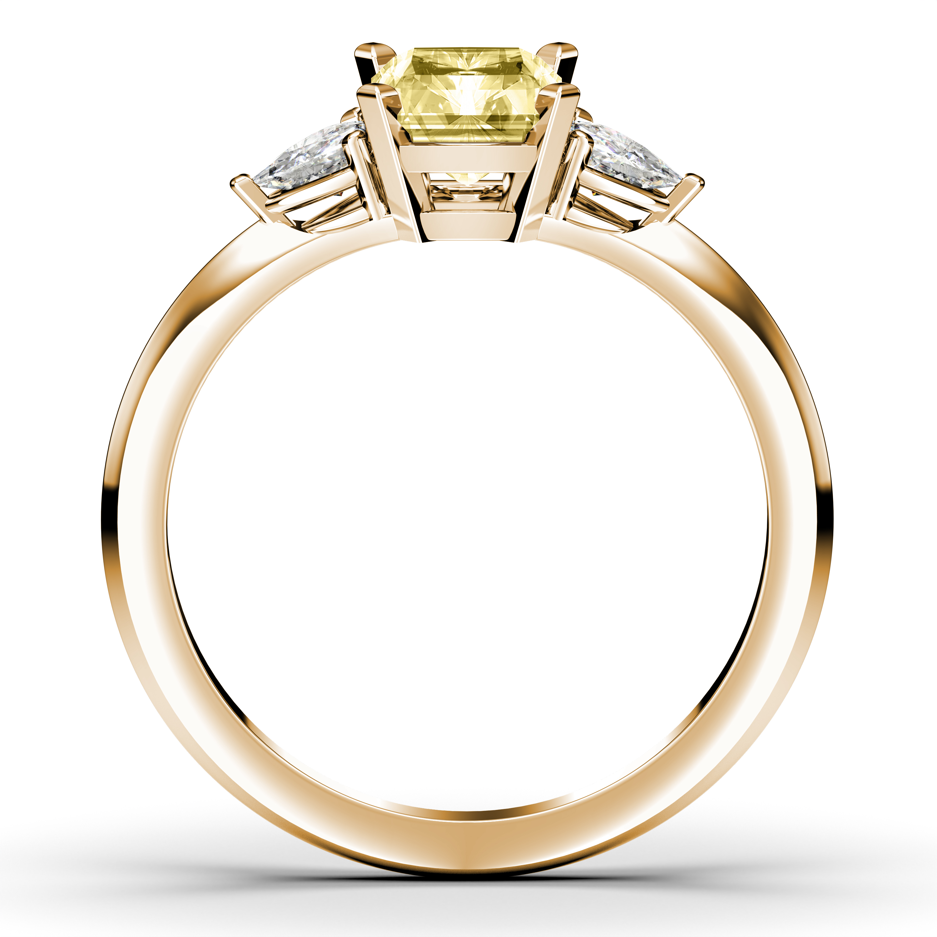 The Moon Ocean Three Stones Diamond Engagement Ring in 18ct Yellow Gold with Radiant Centre Stone Alternate shot 3