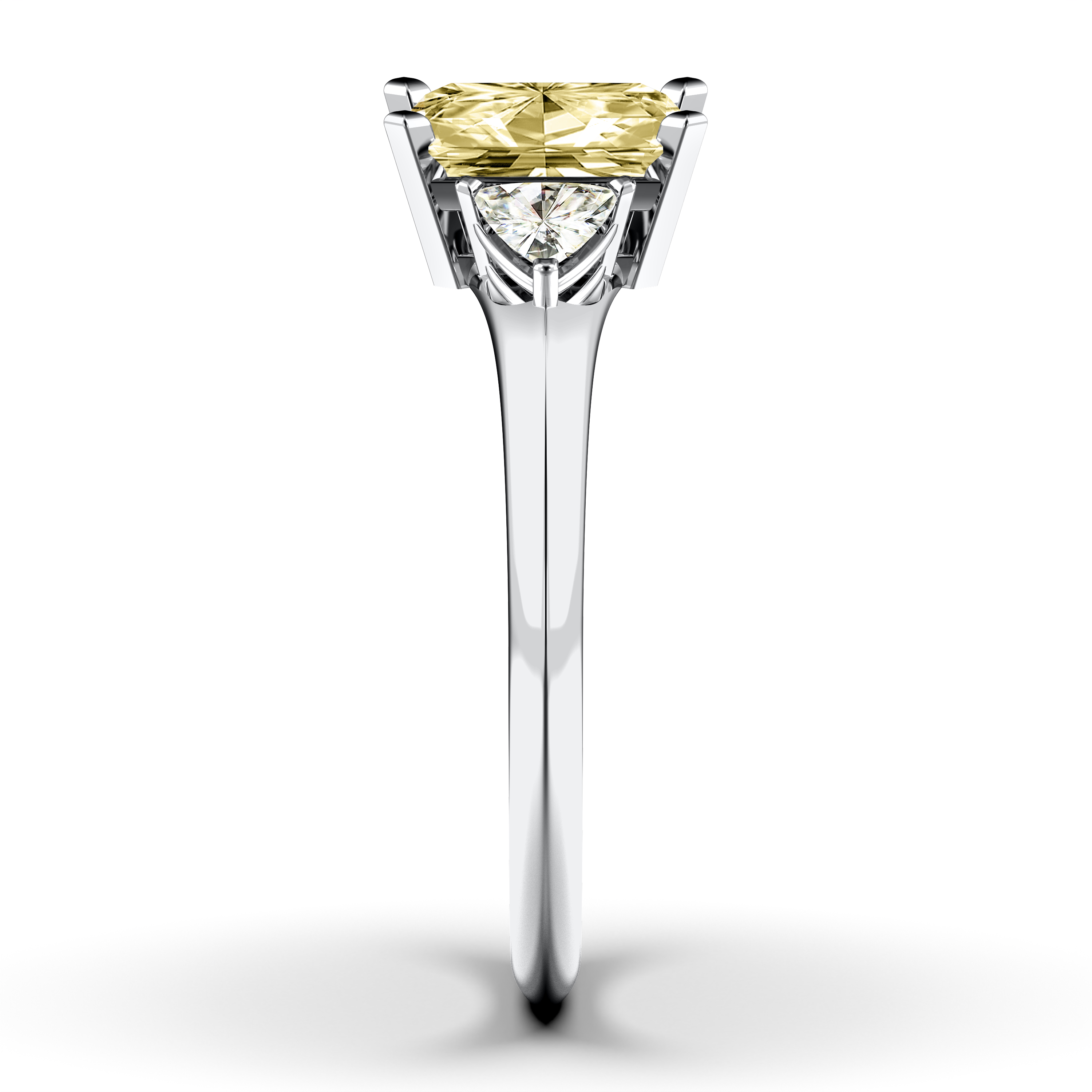 The Moon Ocean Three Stones Diamond Engagement Ring in 18ct White Gold with Radiant Centre Stone Alternate shot 2