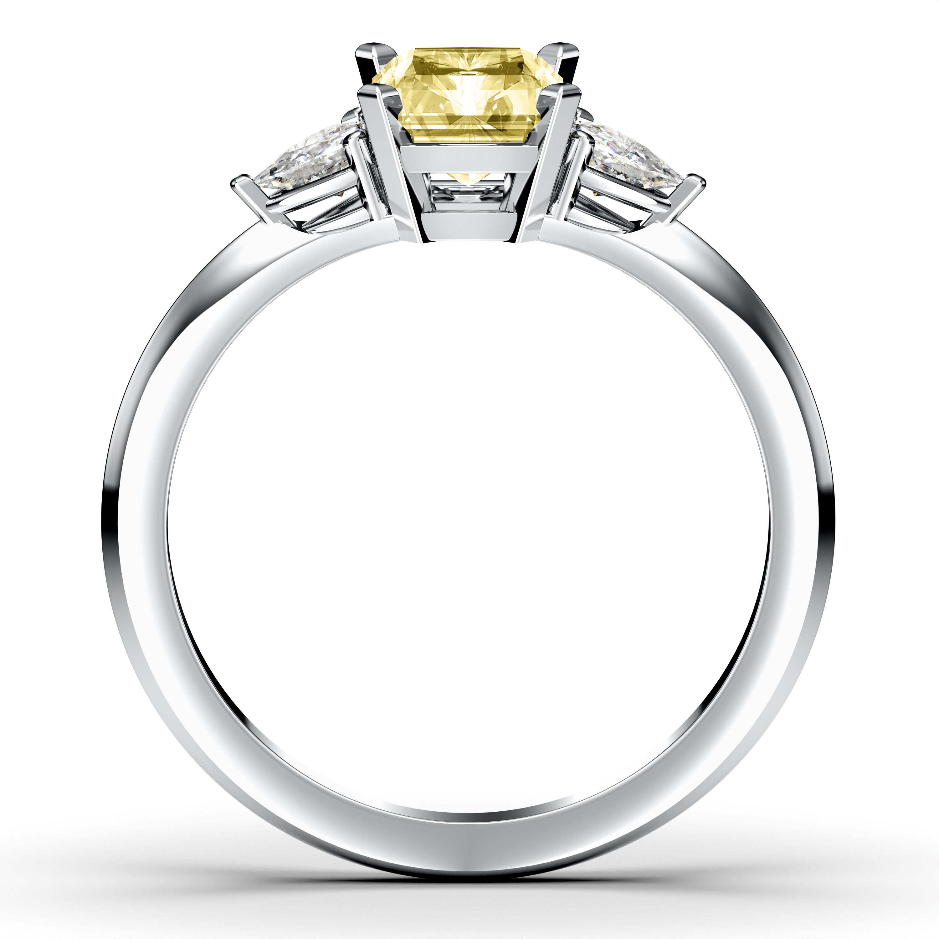 The Moon Ocean Three Stones Diamond Engagement Ring in 18ct White Gold with Radiant Centre Stone Alternate shot 3