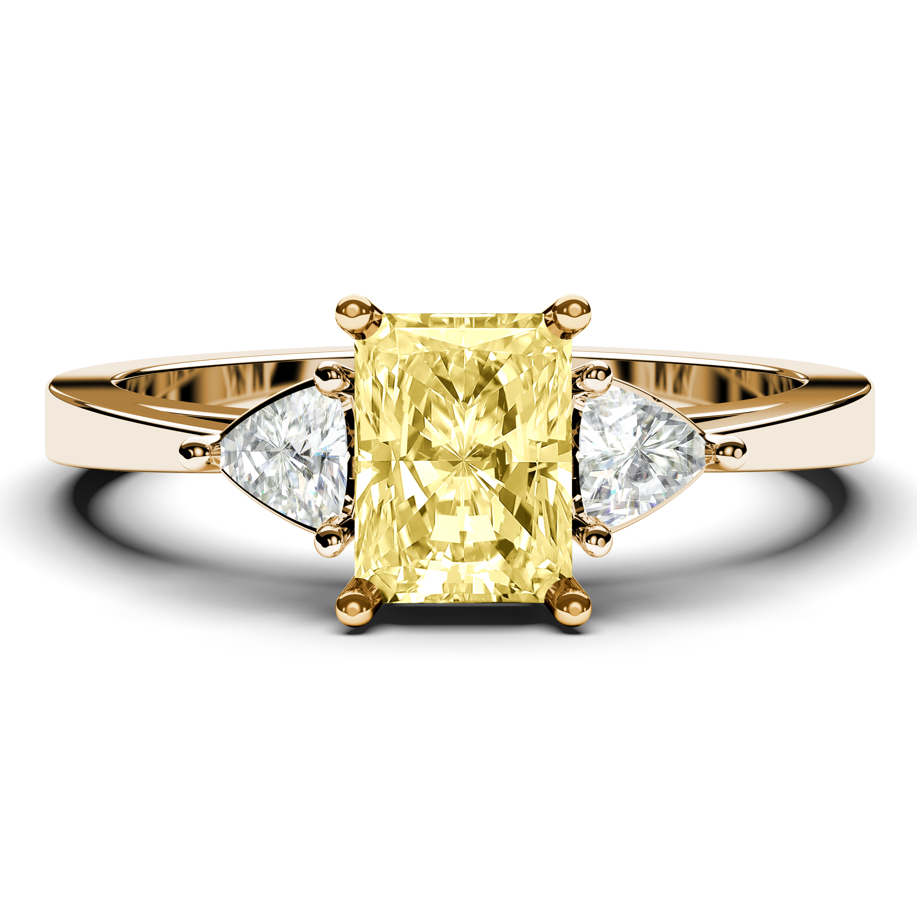Three Stones, 18ct Yellow Gold Diamond Engagement Ring Three Stones Euphoria Light Yellow Ring Radiant