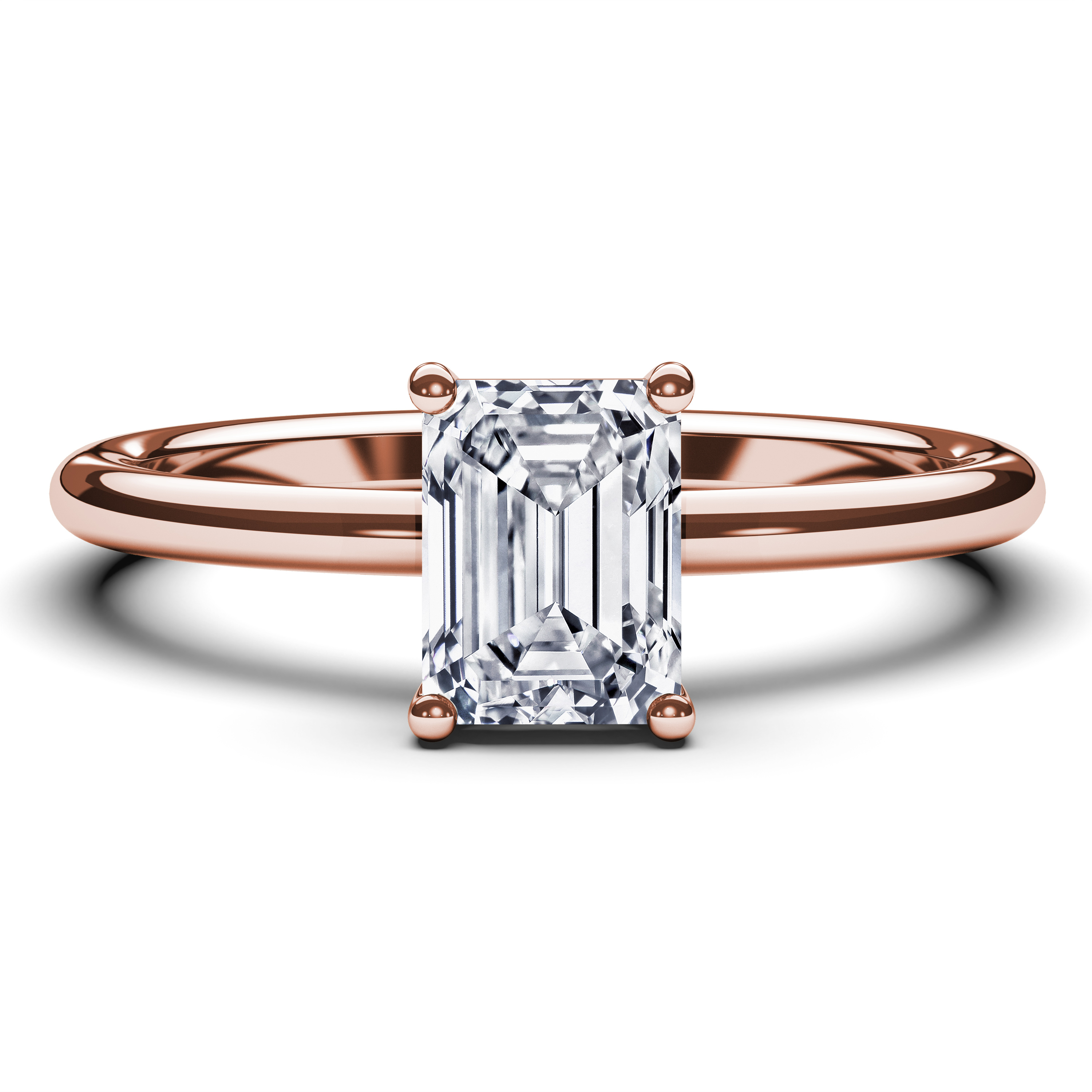 Solitaire, 18ct Rose Gold Diamond Engagement Ring The Moon Ocean Solitaire Classic Ring Emerald