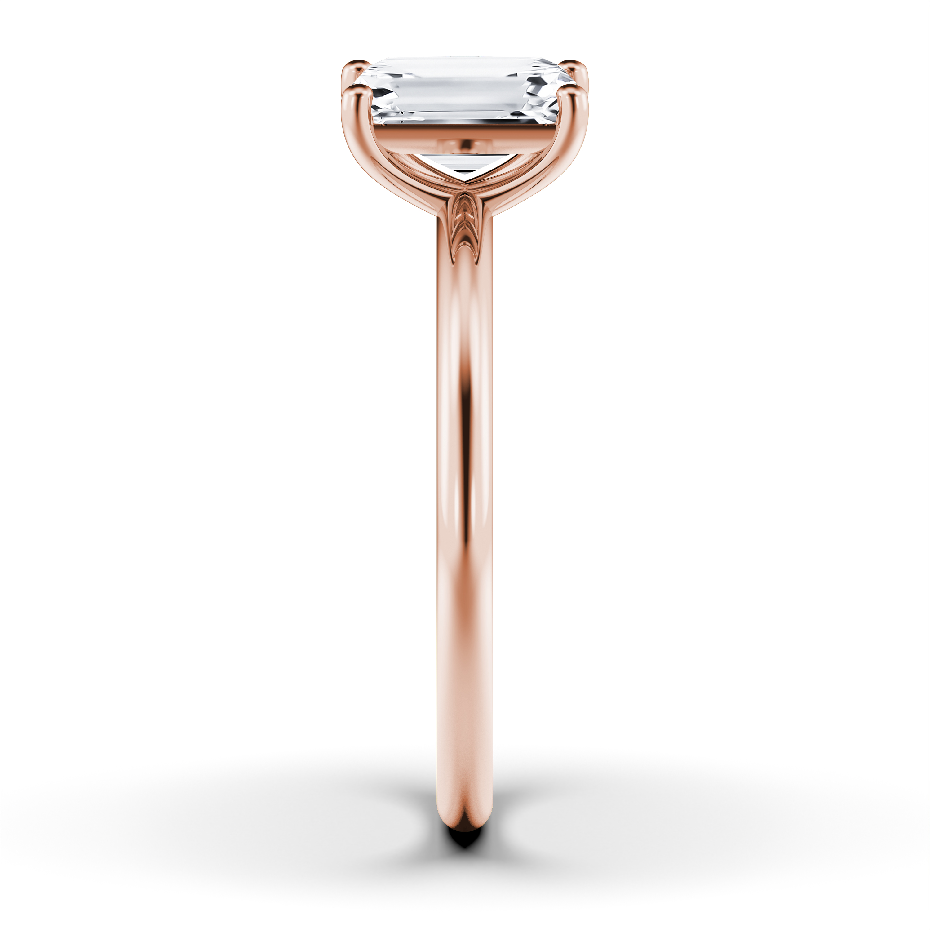 The Moon Ocean Solitaire Diamond Engagement Ring in 18ct Rose Gold with Emerald Centre Stone Alternate shot 2