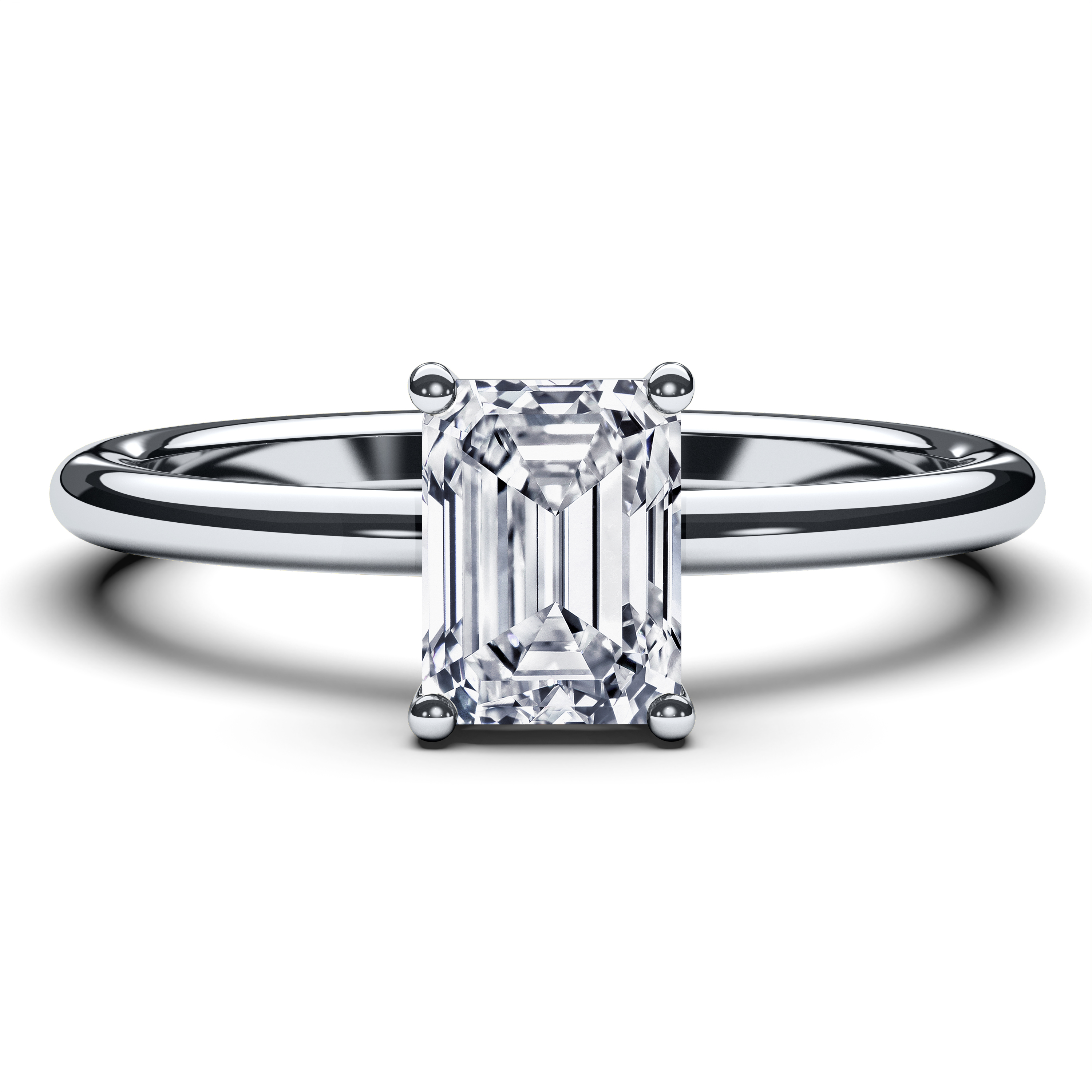 Solitaire, 18ct White Gold Diamond Engagement Ring The Moon Ocean Solitaire Classic Ring Emerald