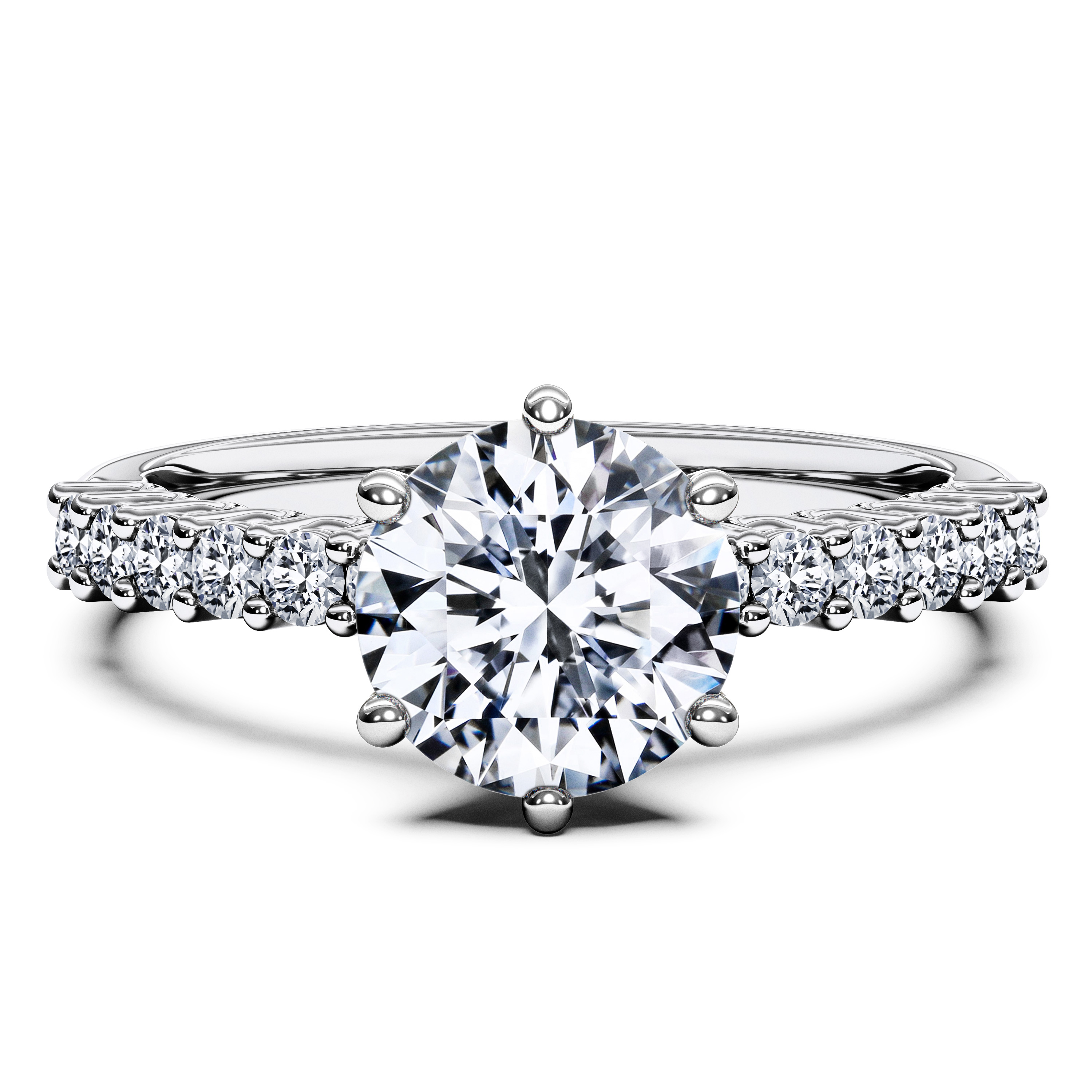 Side Stones, Platinum Diamond Engagement Ring Bloom Side Stones Ring Round