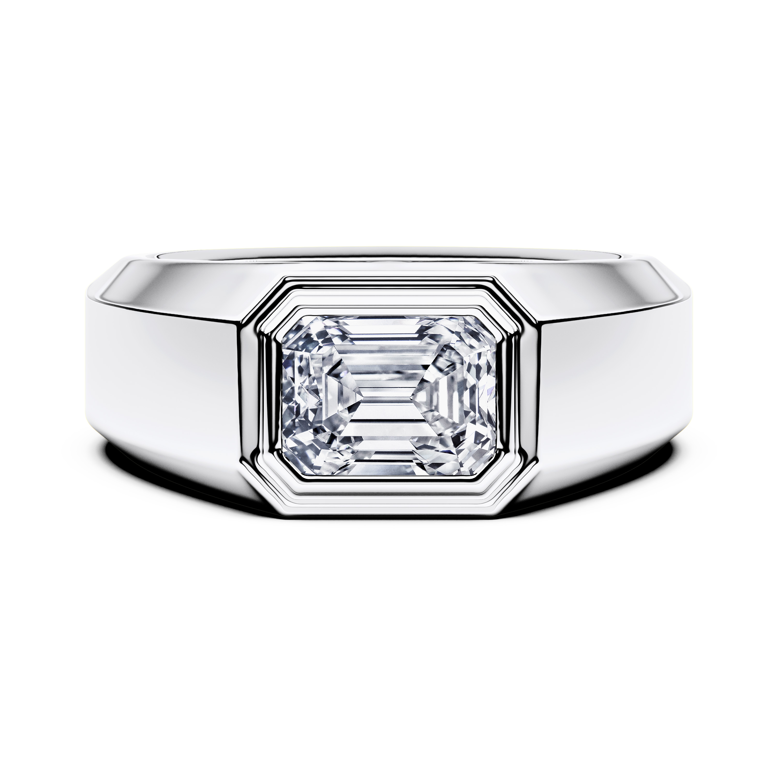 Heirloom Solitaire Diamond Engagement Ring in 18ct White Gold with Emerald Centre Stone Alternate shot 2