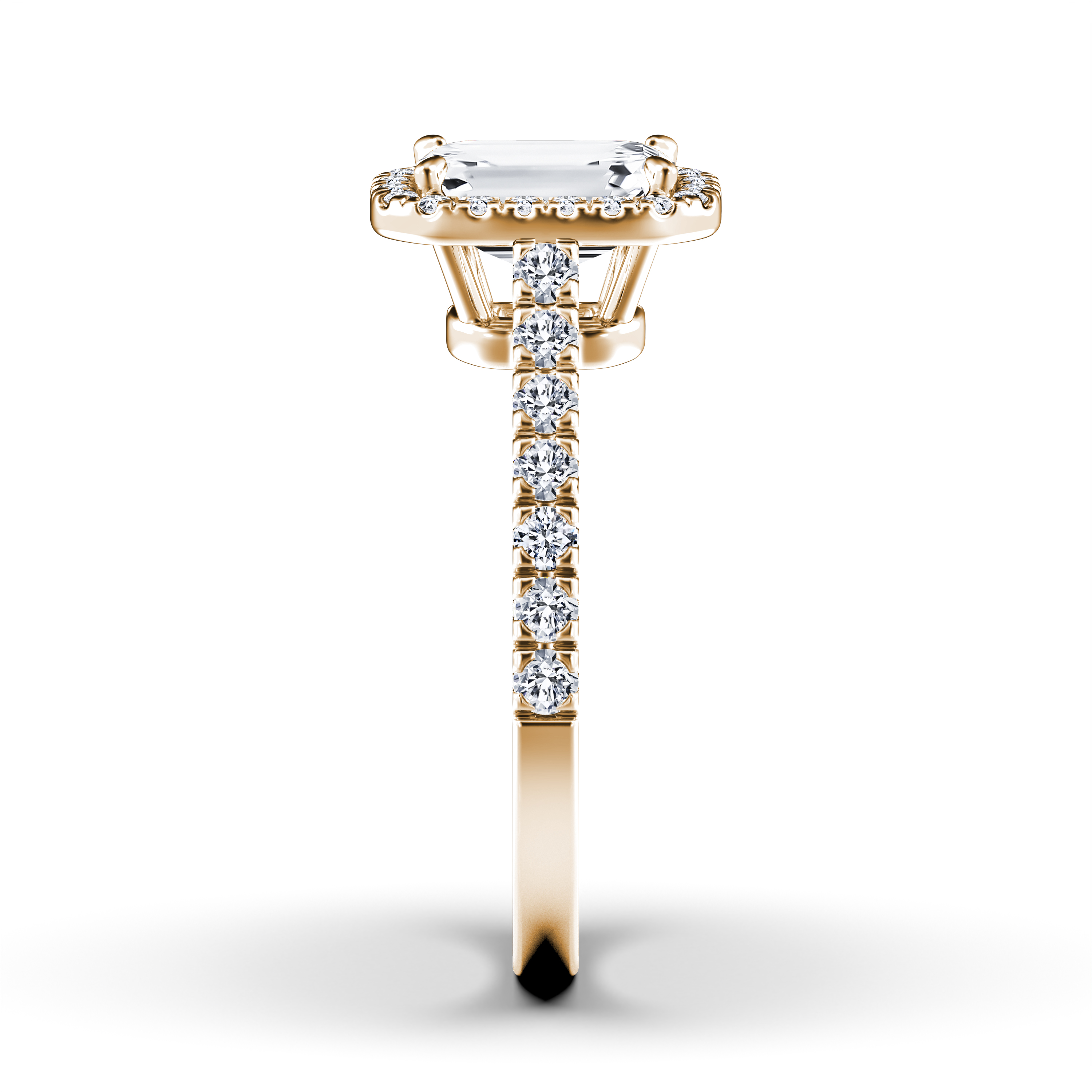 Celestial Halo Diamond Engagement Ring in 18ct Yellow Gold with Emerald Centre Stone Alternate shot 2