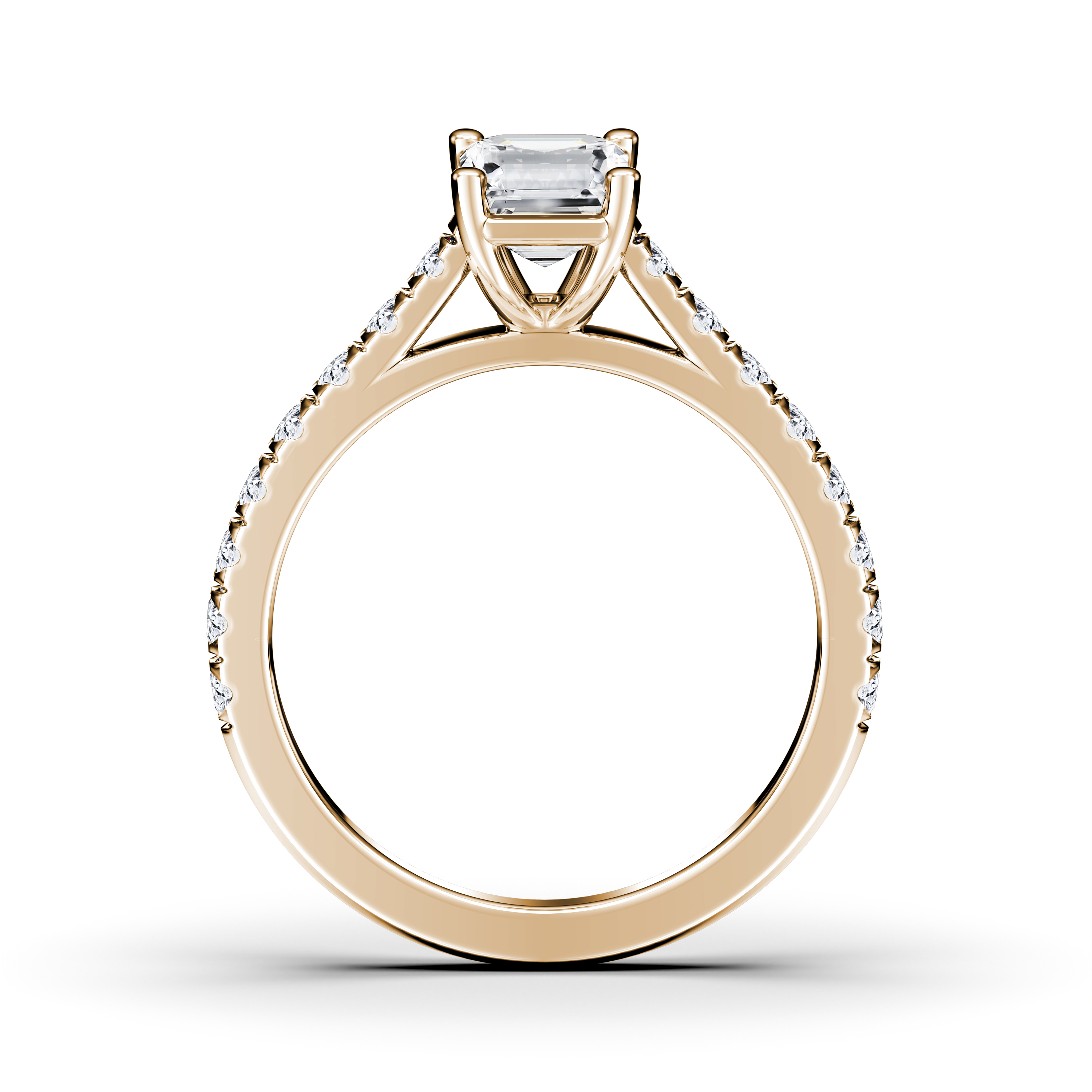 The Moon Ocean Side Stones Diamond Engagement Ring in 18ct Yellow Gold with Emerald Centre Stone Alternate shot 3