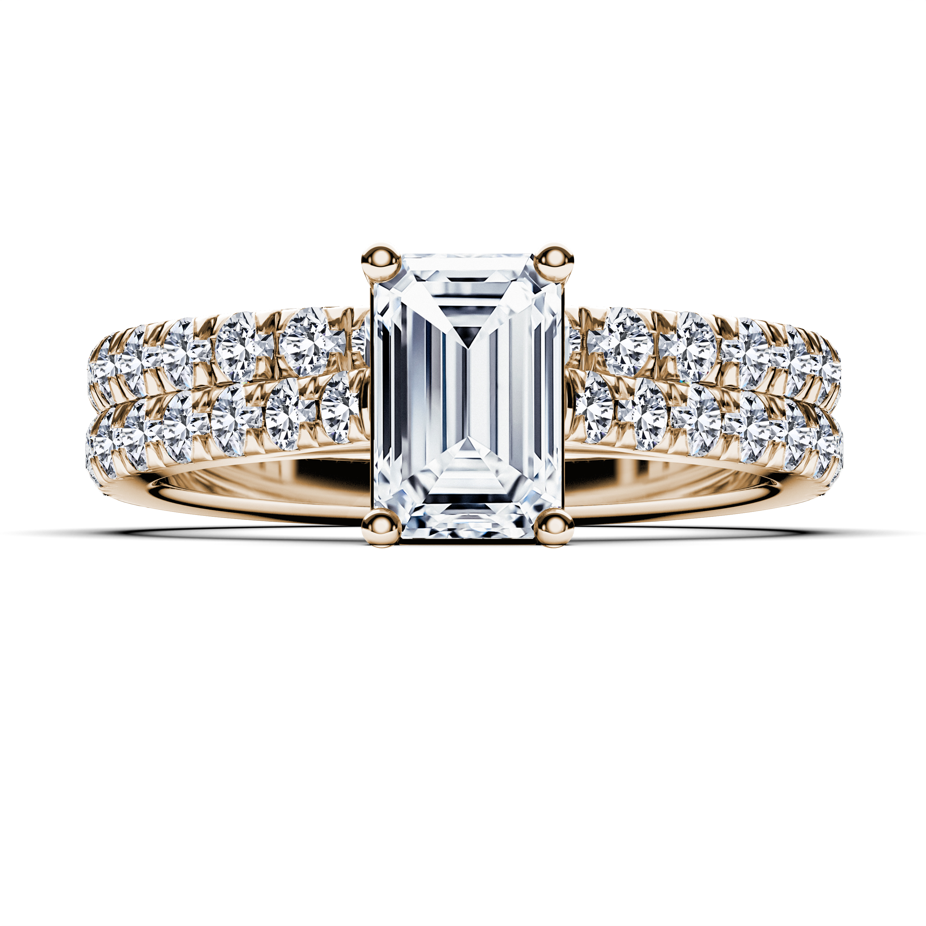 The Moon Ocean Side Stones Diamond Engagement Ring in 18ct Yellow Gold with Emerald Centre Stone Alternate shot 4
