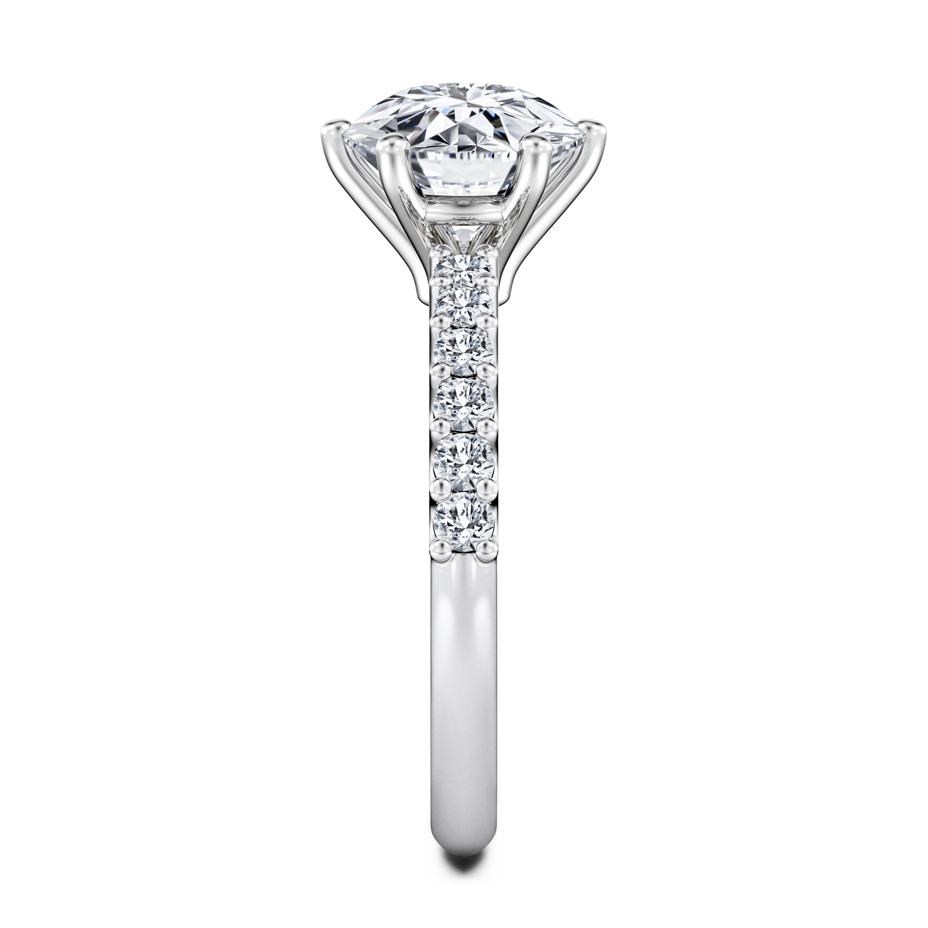 Bloom Side Stones Diamond Engagement Ring in Platinum with Round Centre Stone Alternate shot 3