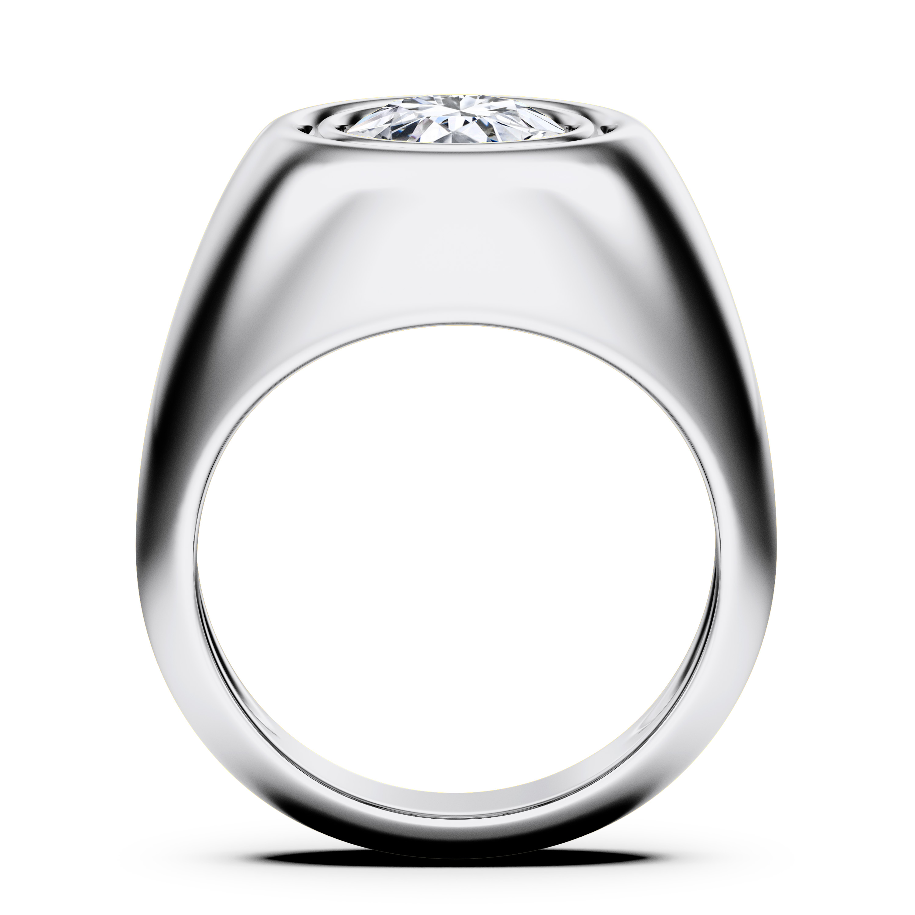 Signet Solitaire Diamond Engagement Ring in Platinum with Round Centre Stone Alternate shot 3
