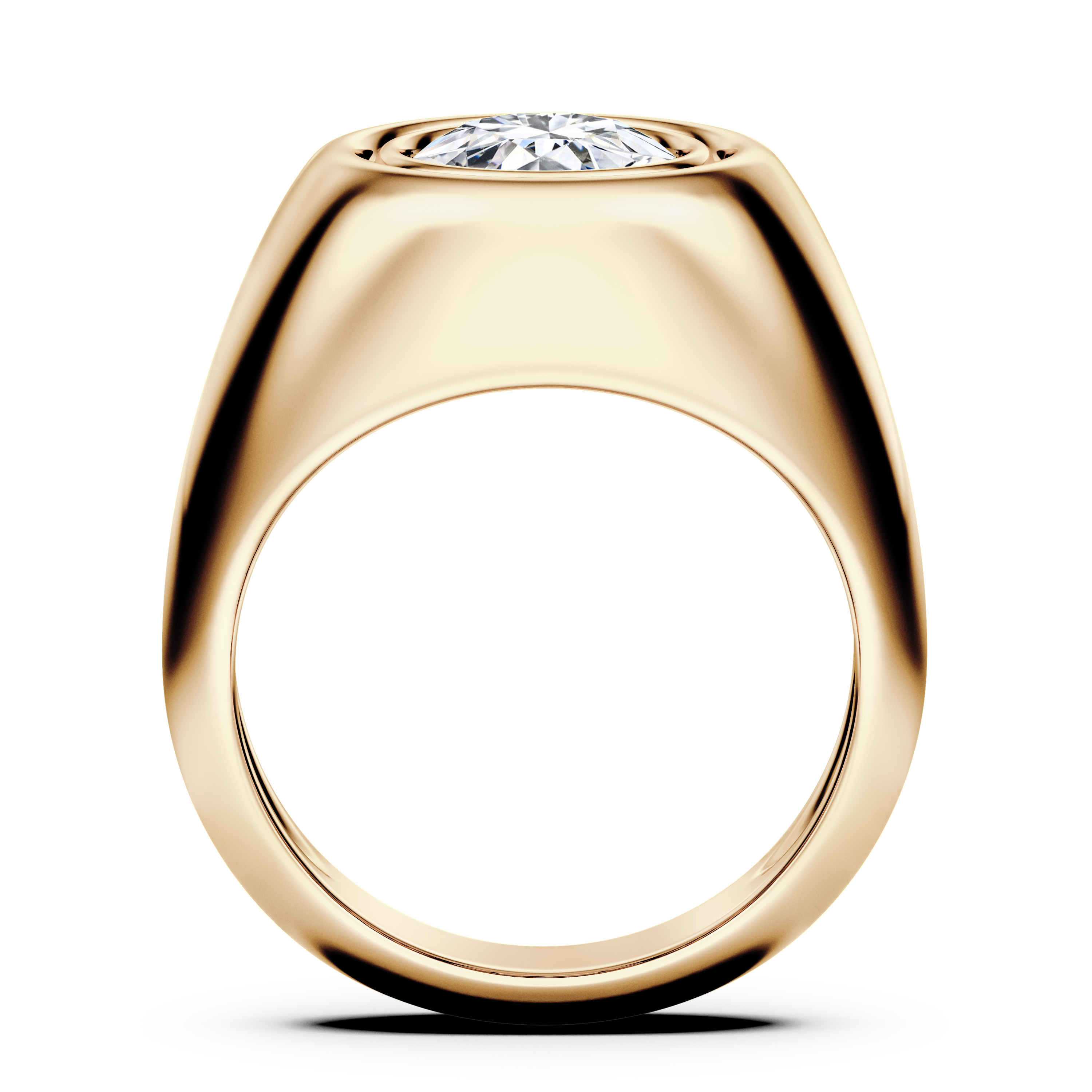 Signet Solitaire Diamond Engagement Ring in 18ct Yellow Gold with Round Centre Stone Alternate shot 3
