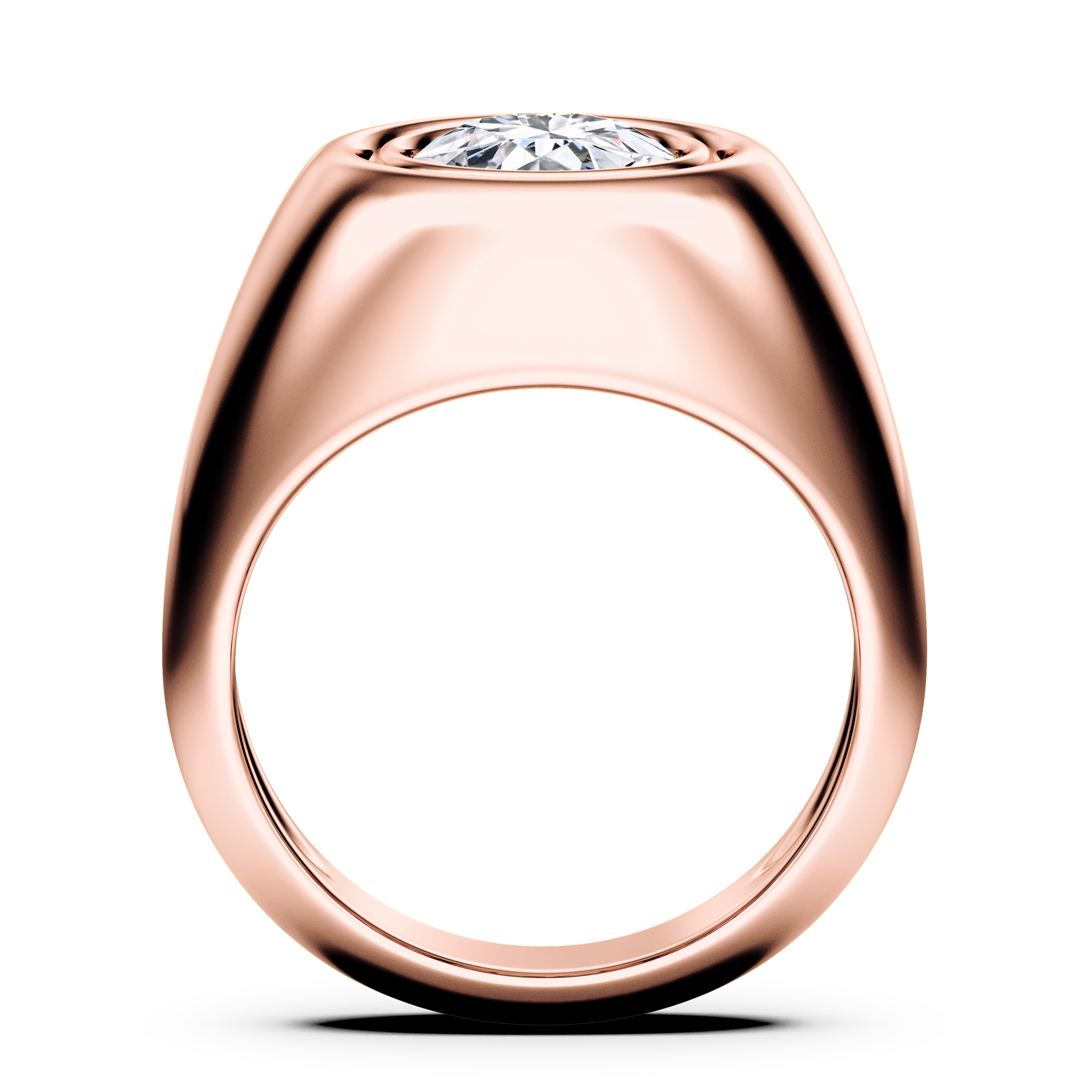 Signet Solitaire Diamond Engagement Ring in 18ct Rose Gold with Round Centre Stone Alternate shot 3