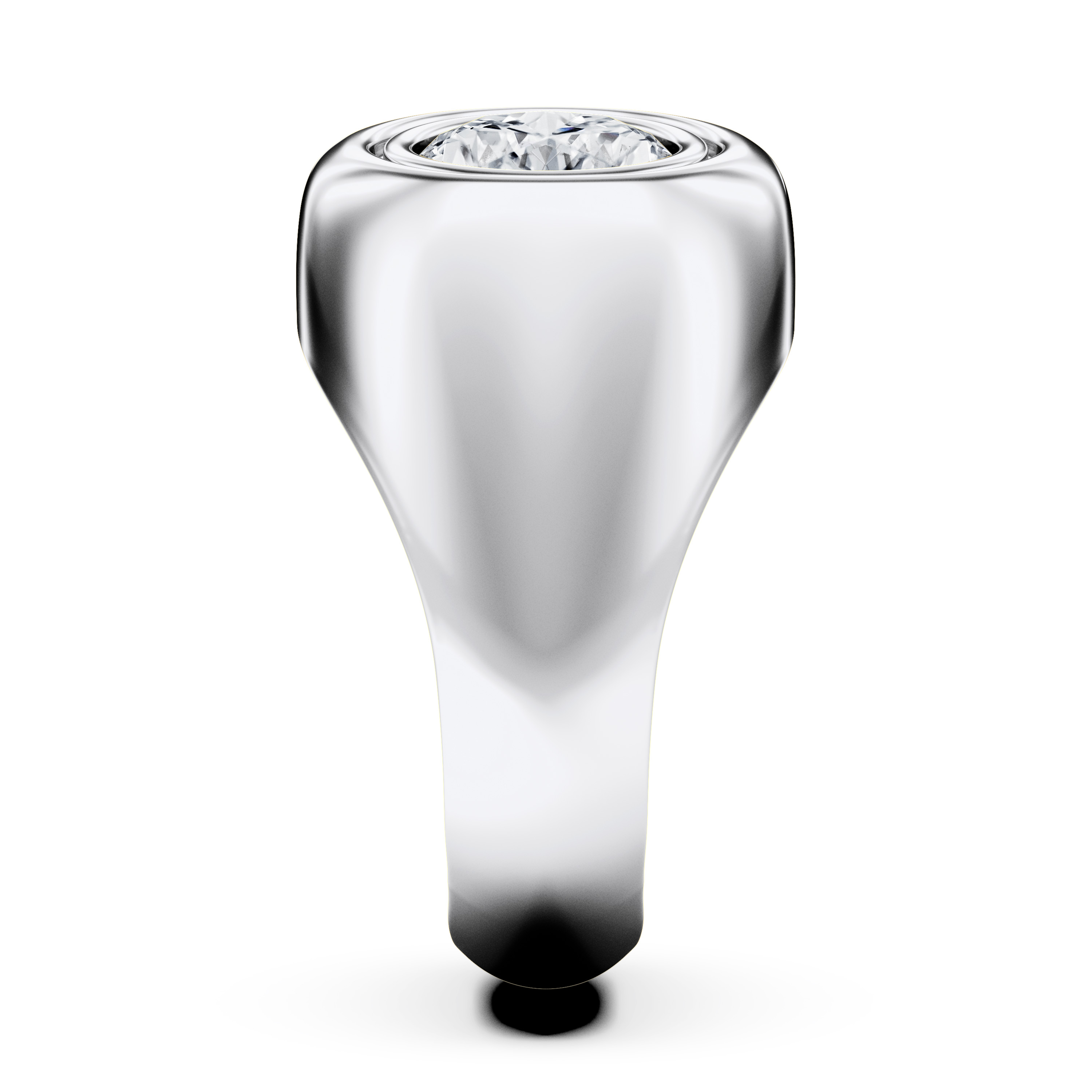 Signet Solitaire Diamond Engagement Ring in Platinum with Oval Centre Stone Alternate shot 4