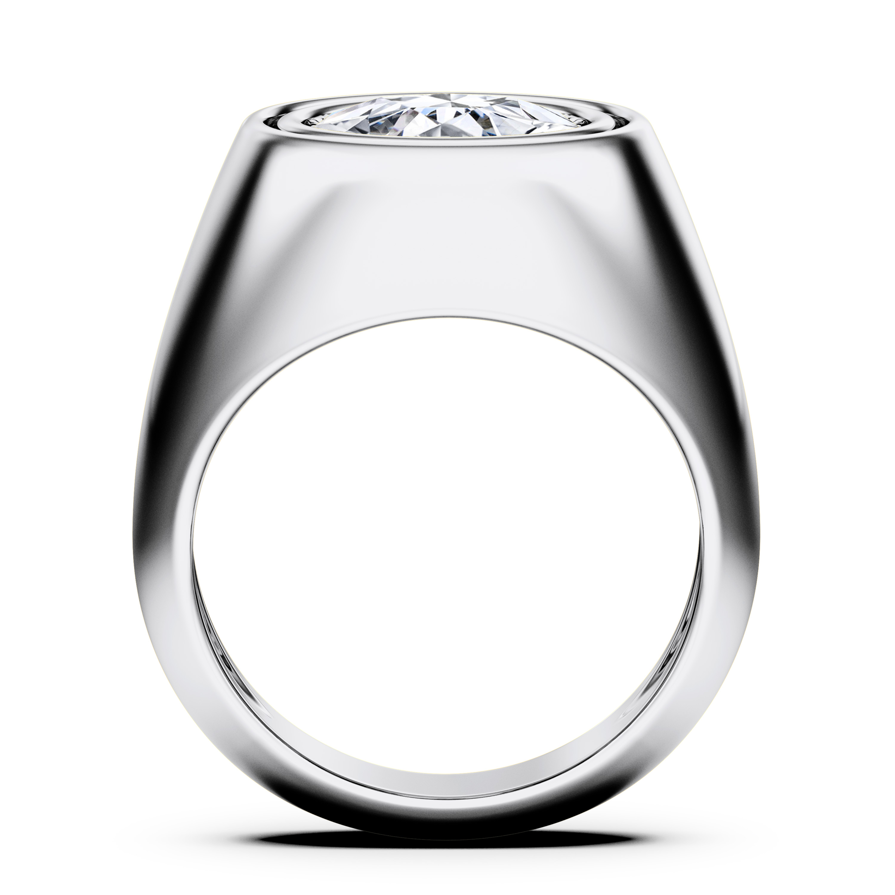 Signet Solitaire Diamond Engagement Ring in 18ct White Gold with Oval Centre Stone Alternate shot 3