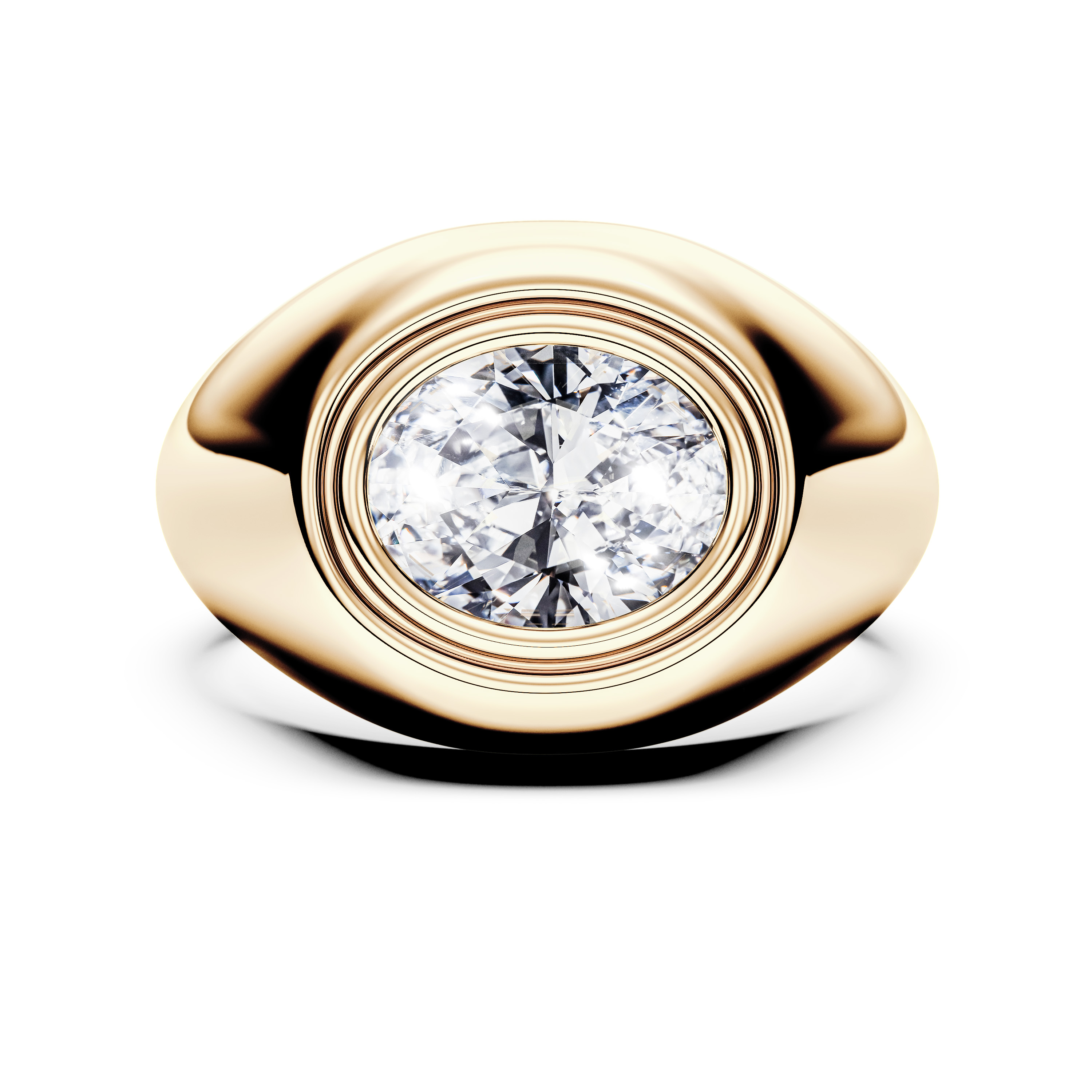 Solitaire, 18ct Yellow Gold Diamond Engagement Ring Signet Ring Oval