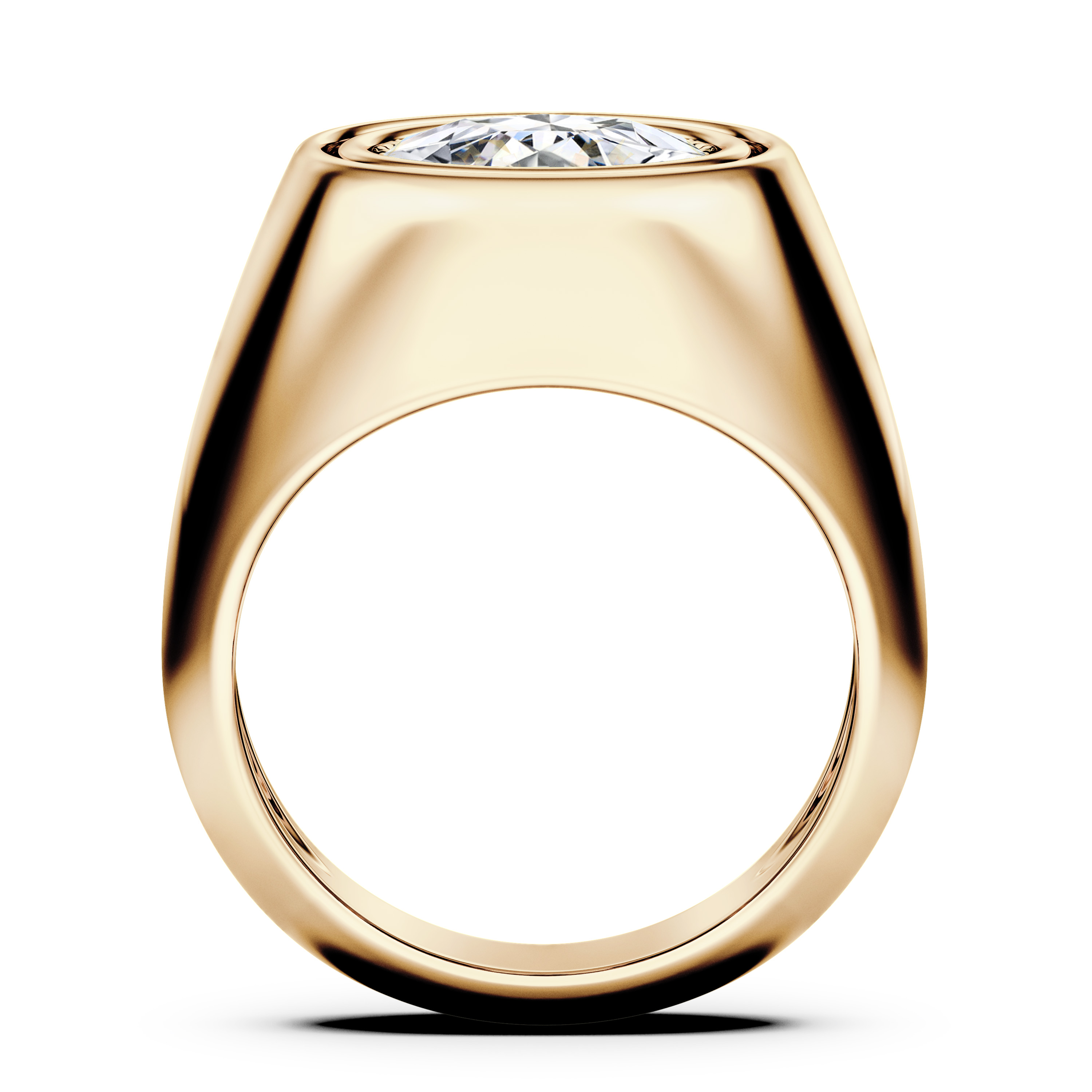 Signet Solitaire Diamond Engagement Ring in 18ct Yellow Gold with Oval Centre Stone Alternate shot 3