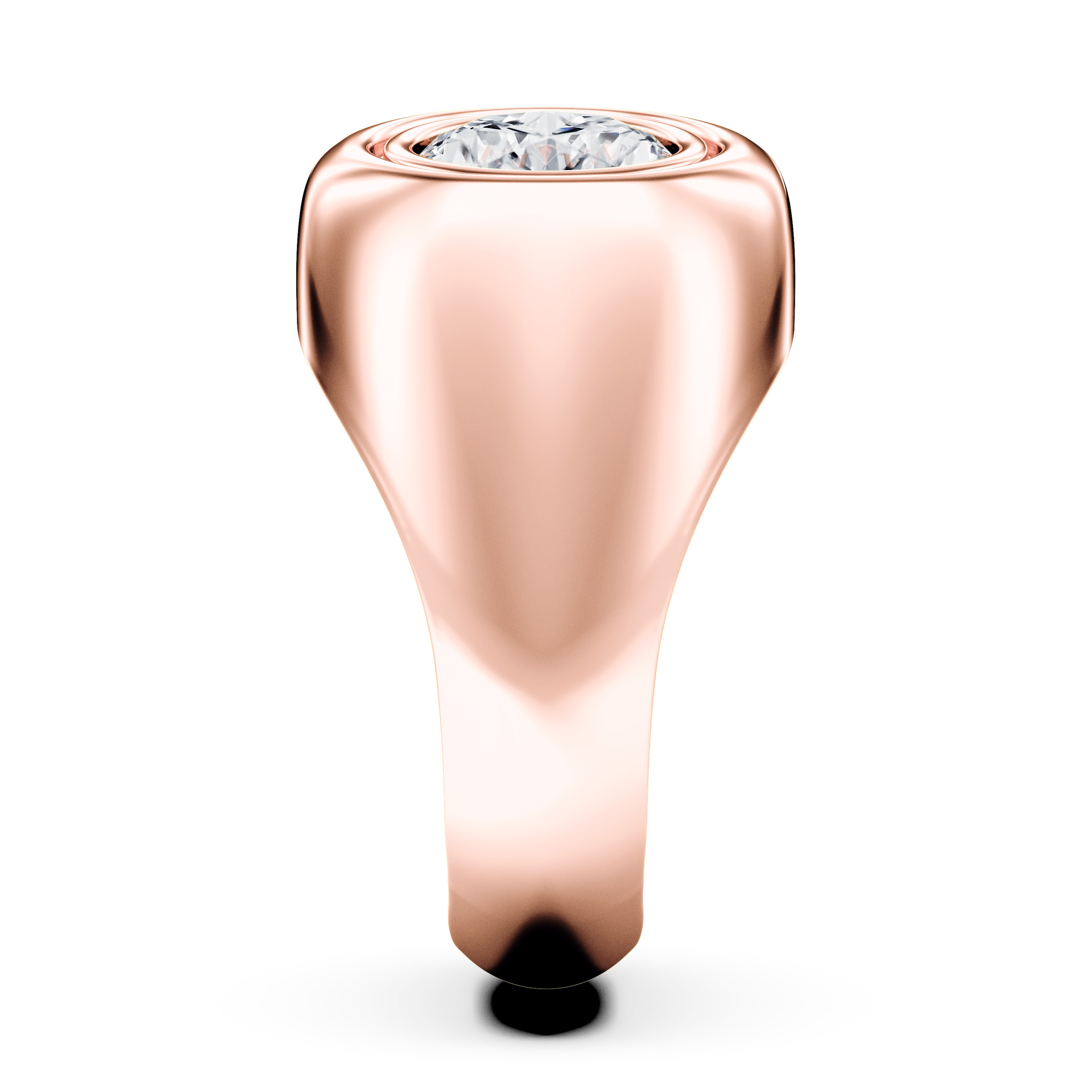 Signet Solitaire Diamond Engagement Ring in 18ct Rose Gold with Oval Centre Stone Alternate shot 3