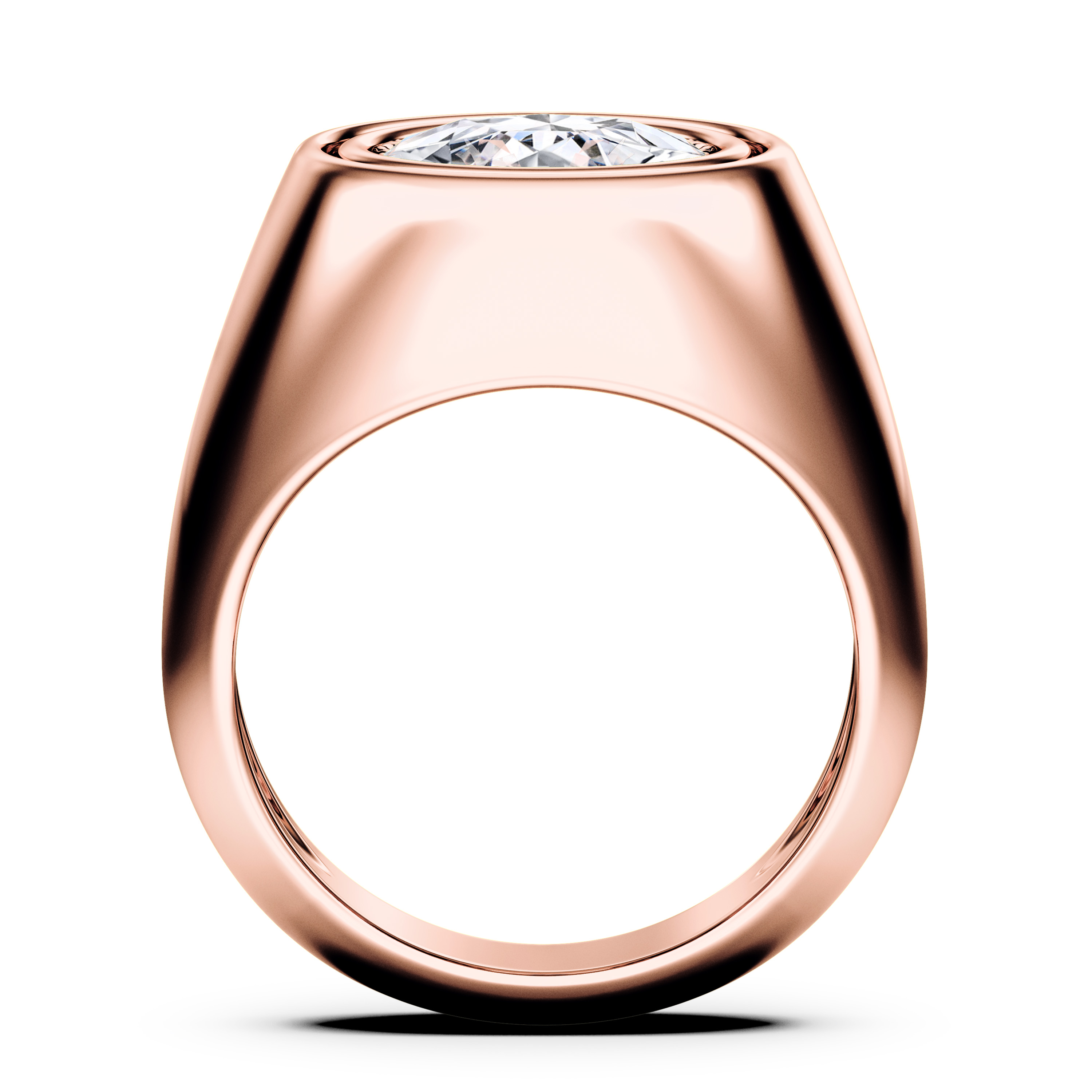 Signet Solitaire Diamond Engagement Ring in 18ct Rose Gold with Oval Centre Stone Alternate shot 4