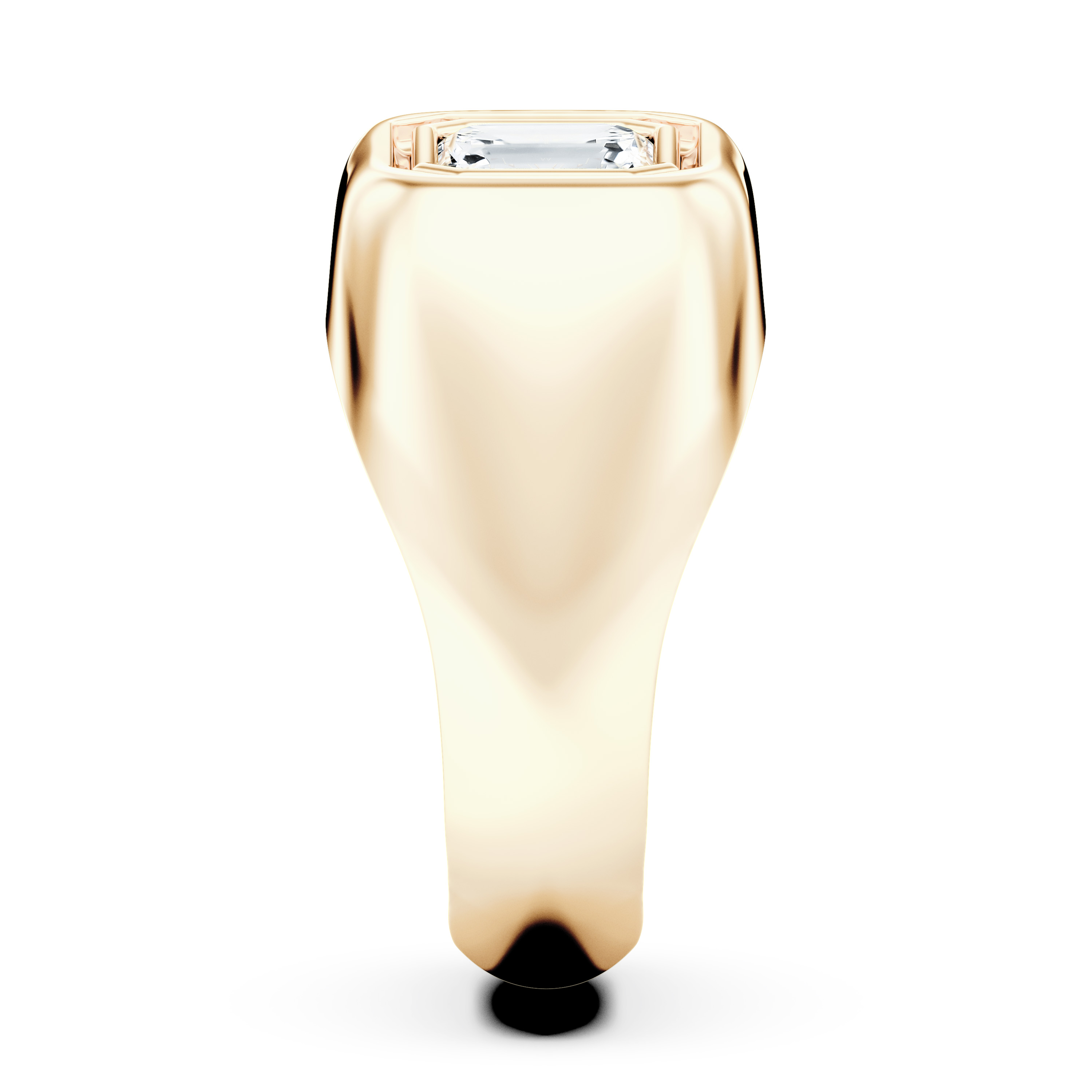 Signet Solitaire Diamond Engagement Ring in 18ct Yellow Gold with Emerald Centre Stone Alternate shot 4