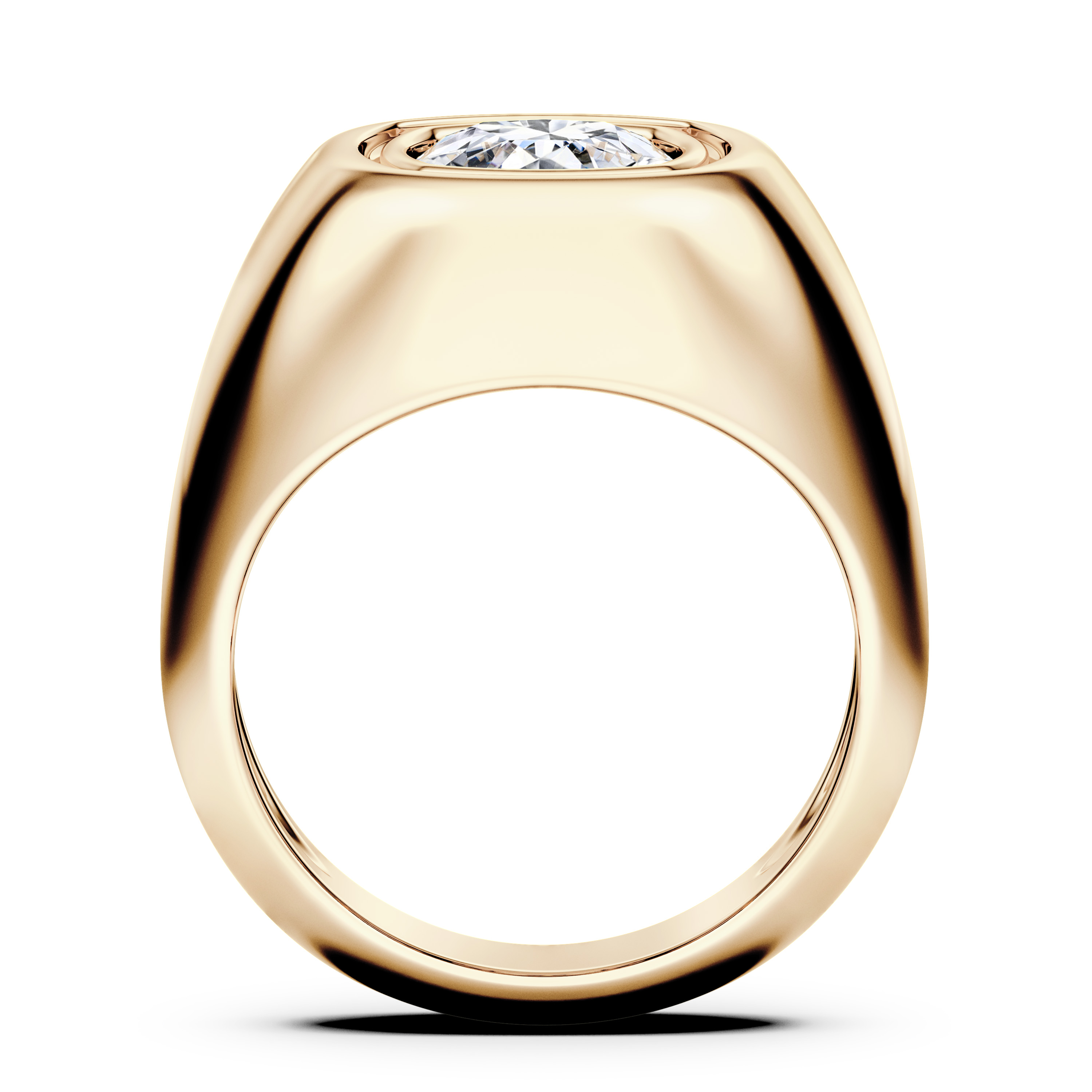 Signet Solitaire Diamond Engagement Ring in 18ct Yellow Gold with Cushion Centre Stone Alternate shot 3