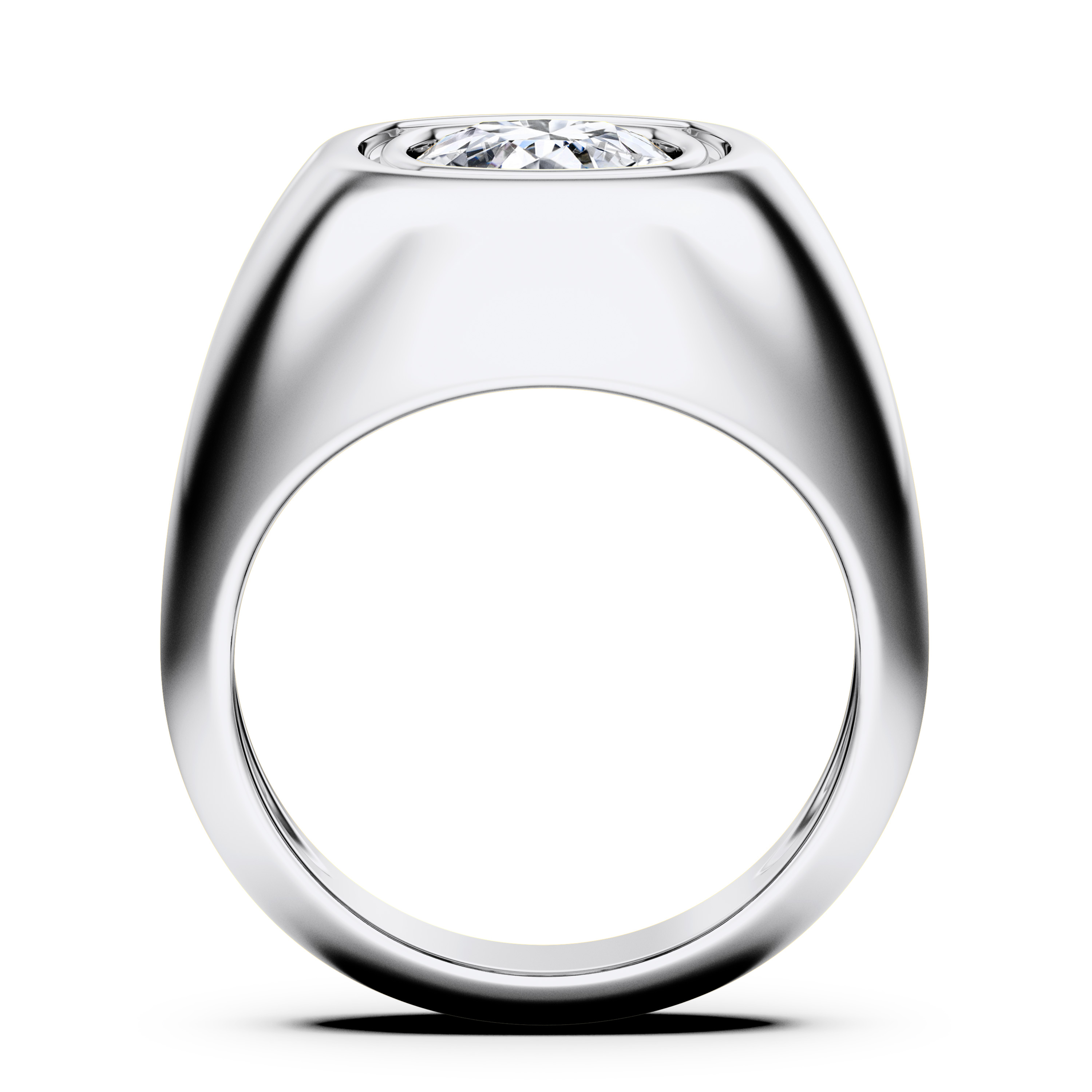 Signet Solitaire Diamond Engagement Ring in 18ct White Gold with Cushion Centre Stone Alternate shot 3