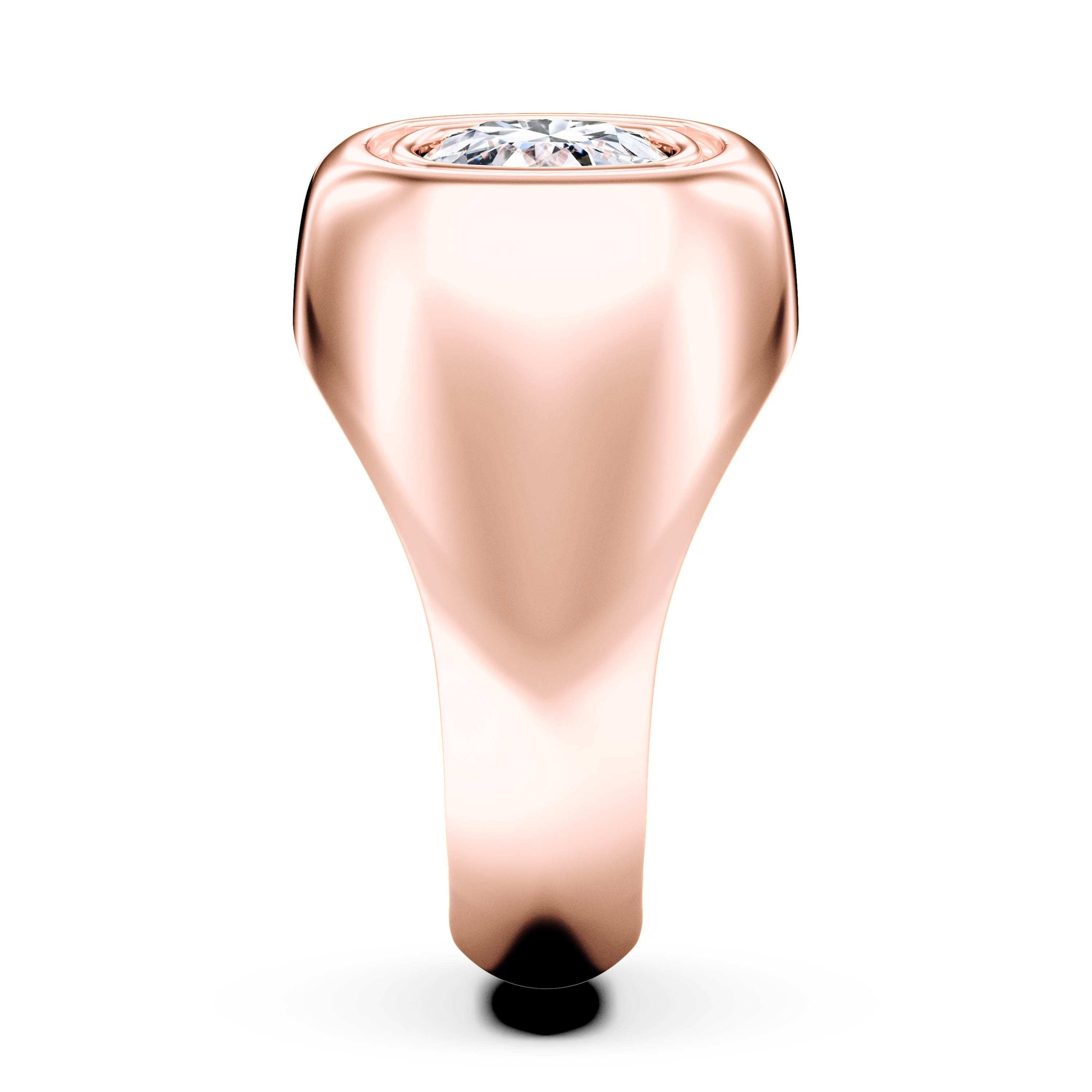 Signet Solitaire Diamond Engagement Ring in 18ct Rose Gold with Cushion Centre Stone Alternate shot 4