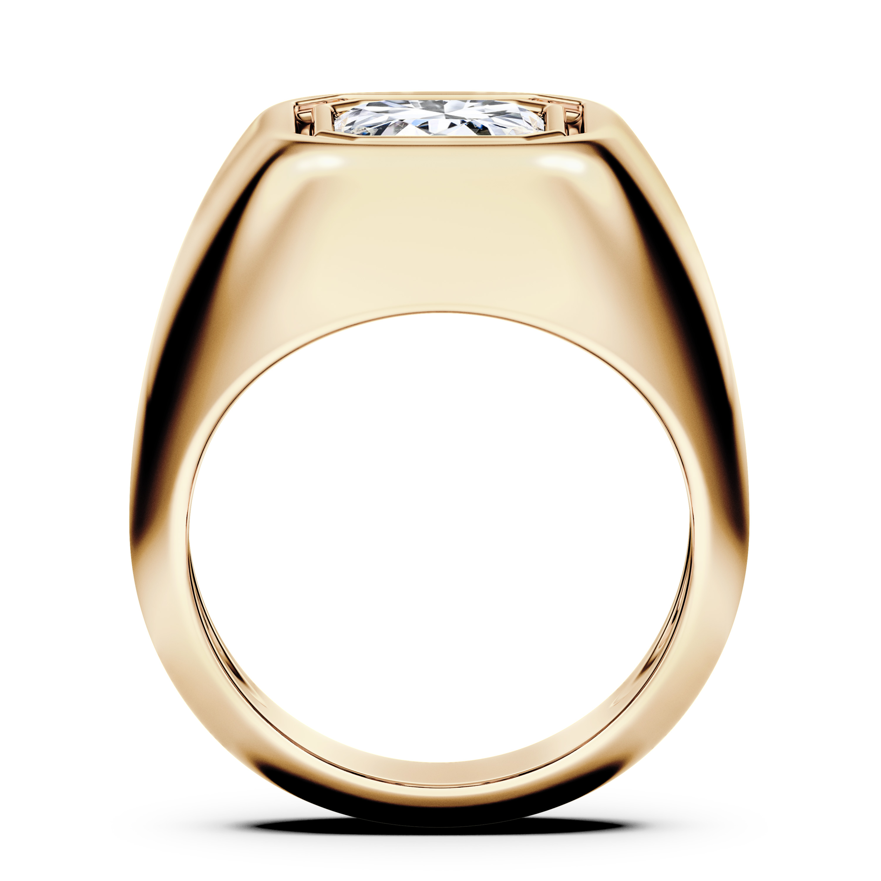 Signet Solitaire Diamond Engagement Ring in 18ct Yellow Gold with Asscher Centre Stone Alternate shot 3
