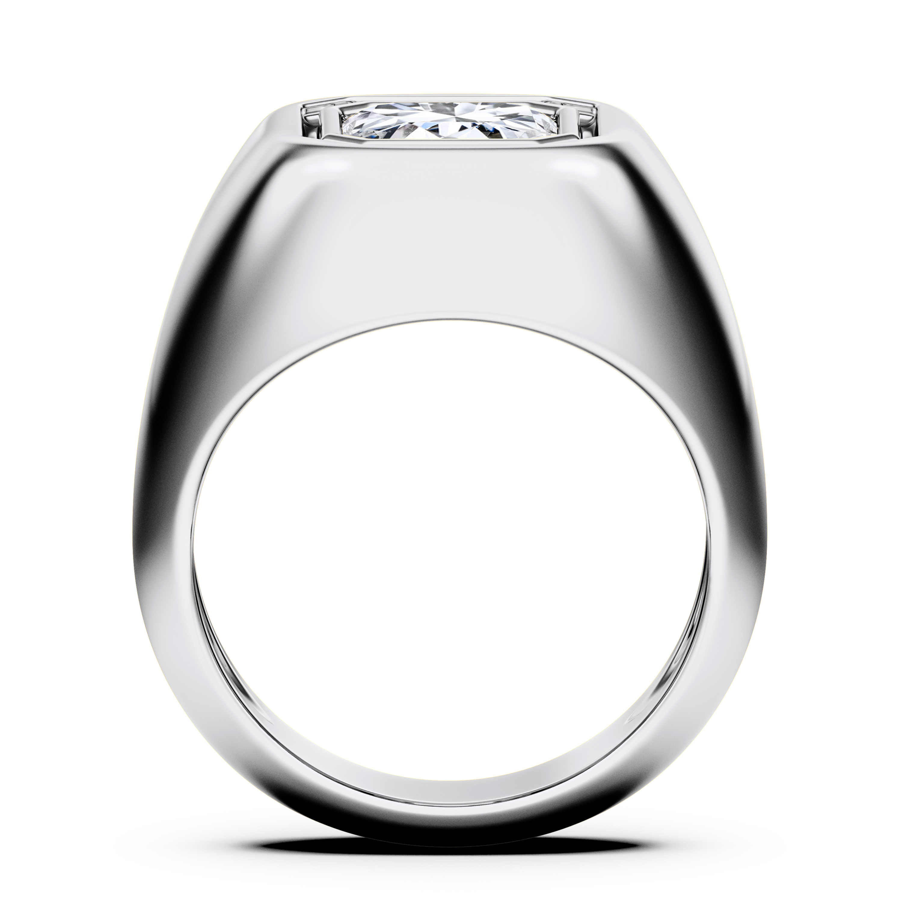Signet Solitaire Diamond Engagement Ring in Platinum with Asscher Centre Stone Alternate shot 3