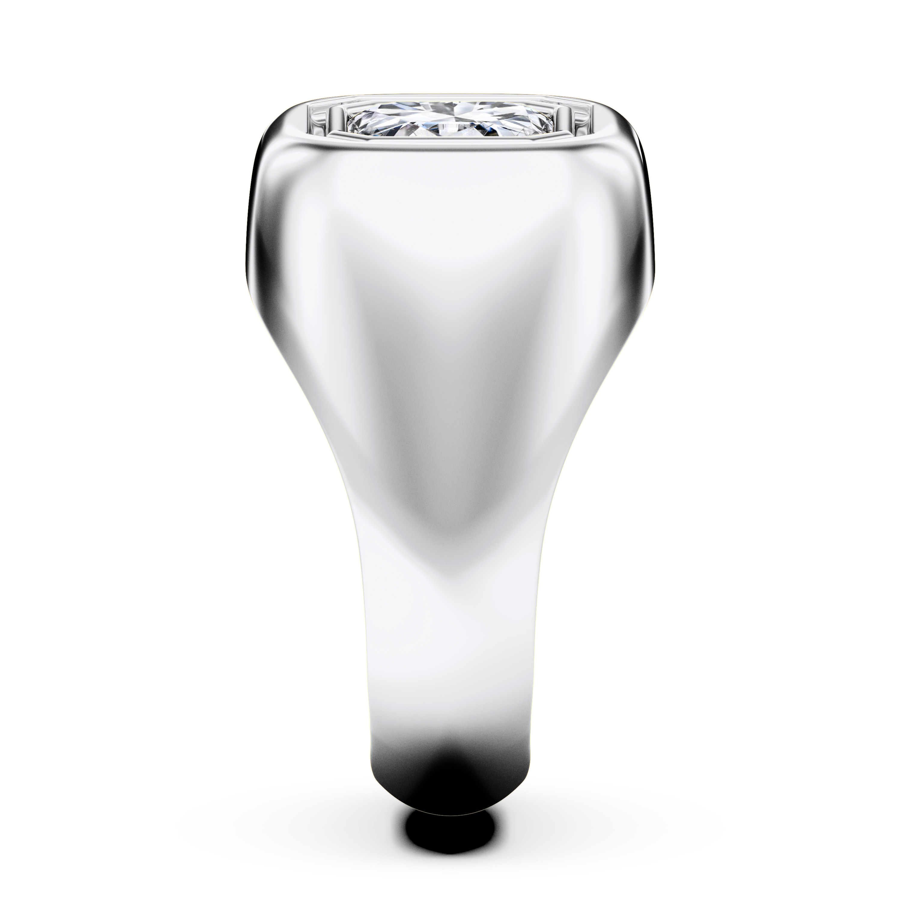 Signet Solitaire Diamond Engagement Ring in Platinum with Asscher Centre Stone Alternate shot 4