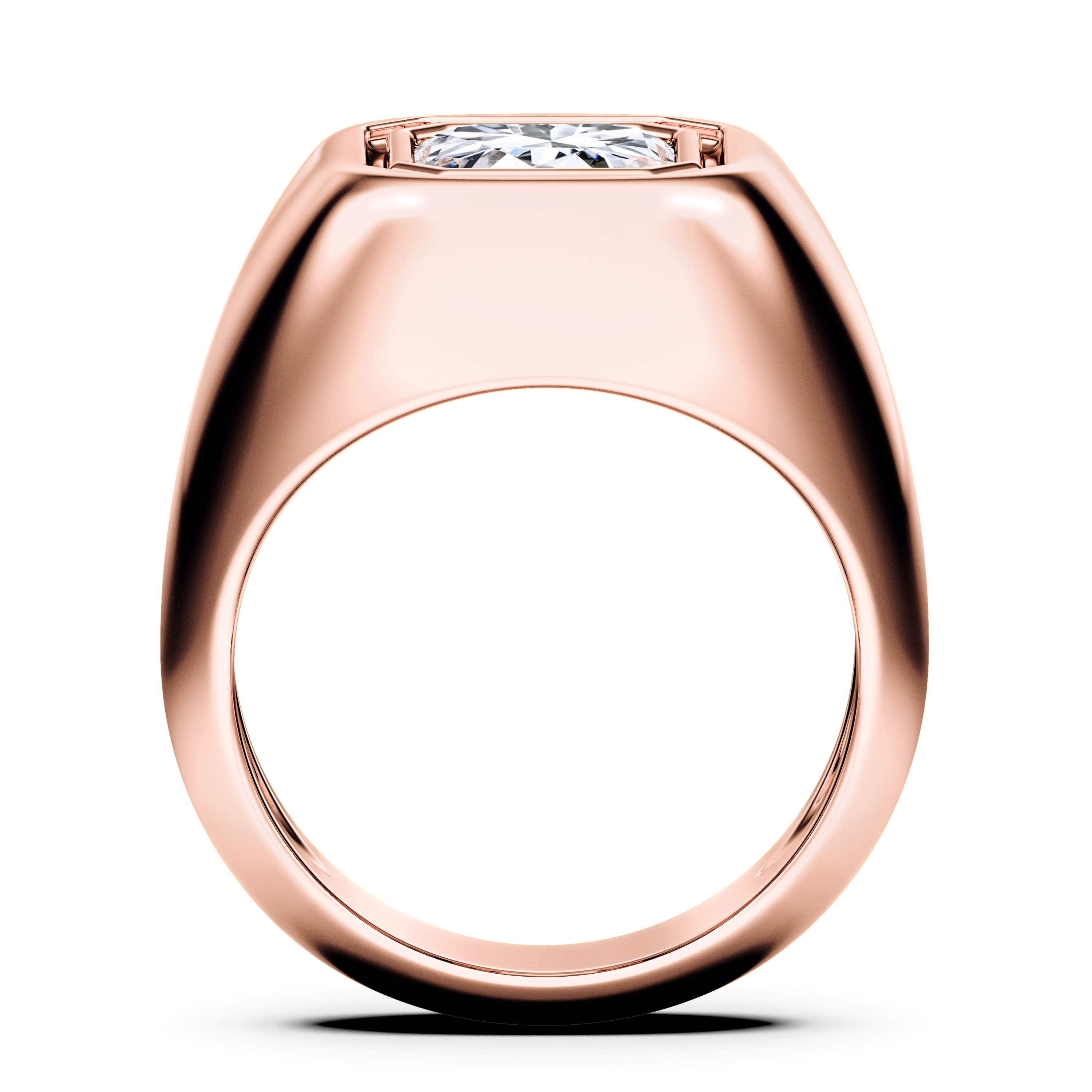 Signet Solitaire Diamond Engagement Ring in 18ct Rose Gold with Asscher Centre Stone Alternate shot 3