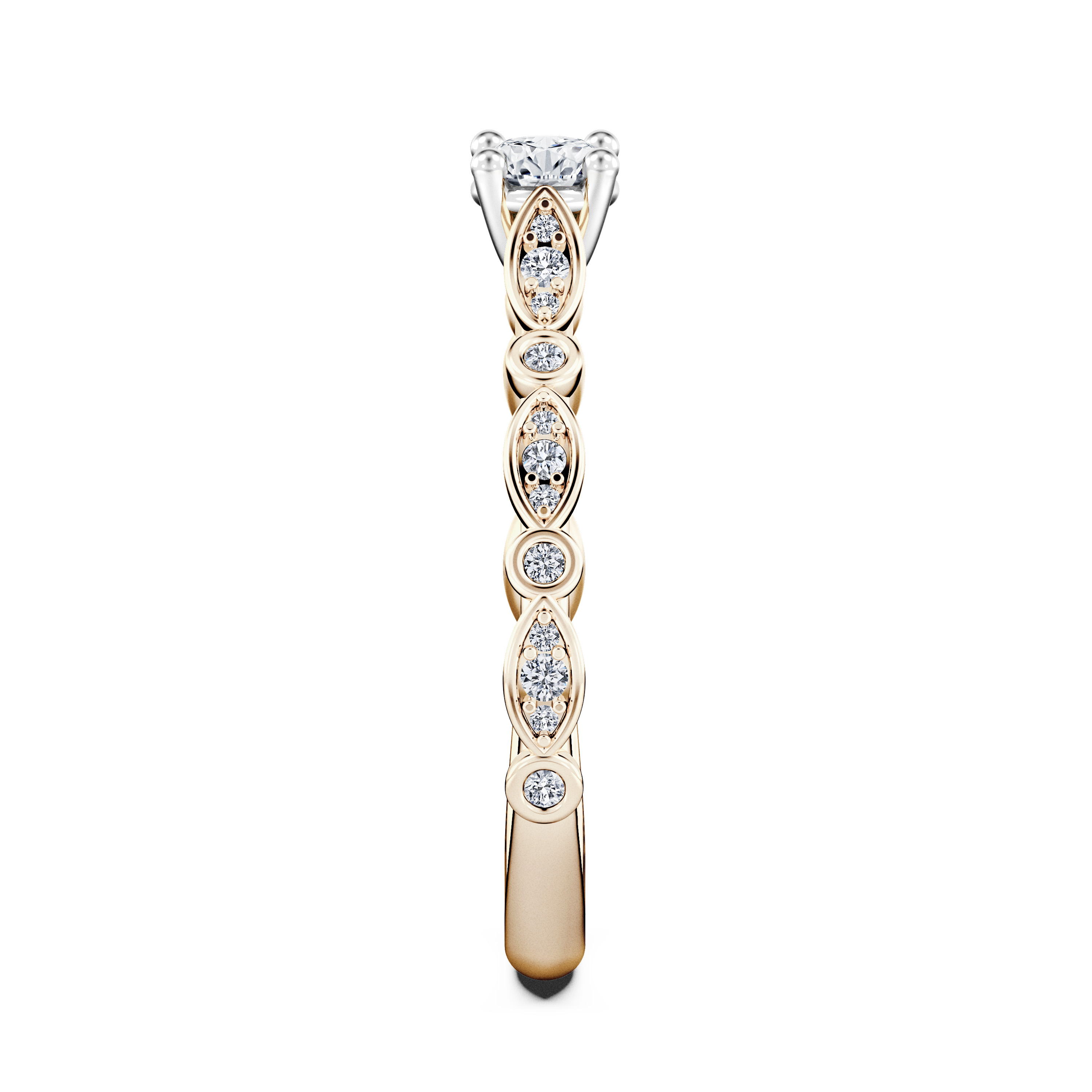 Pixie Side Stones Diamond Engagement Ring in 18ct Yellow Gold with Round Centre Stone Alternate shot 3