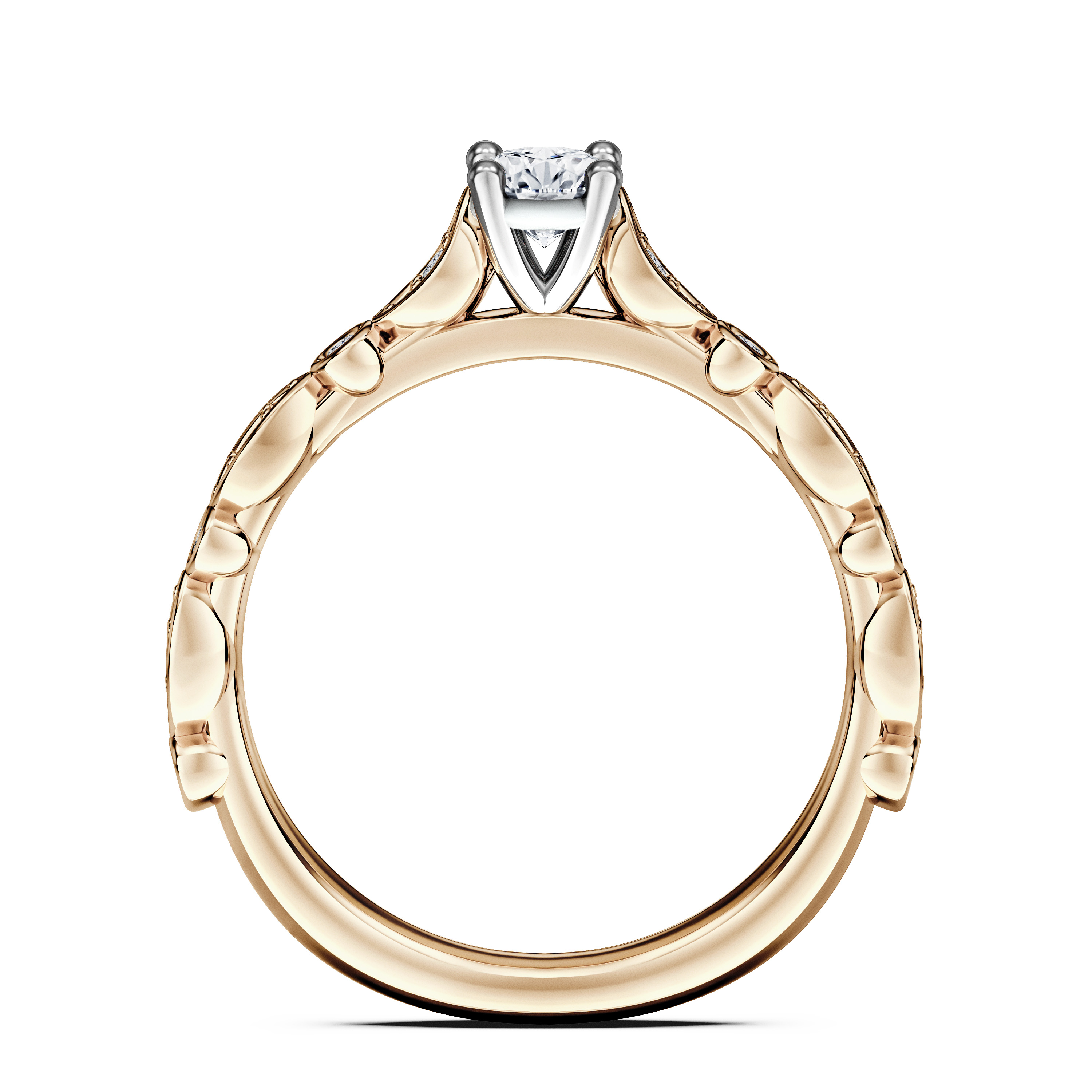 Pixie Side Stones Diamond Engagement Ring in 18ct Yellow Gold with Round Centre Stone Alternate shot 4