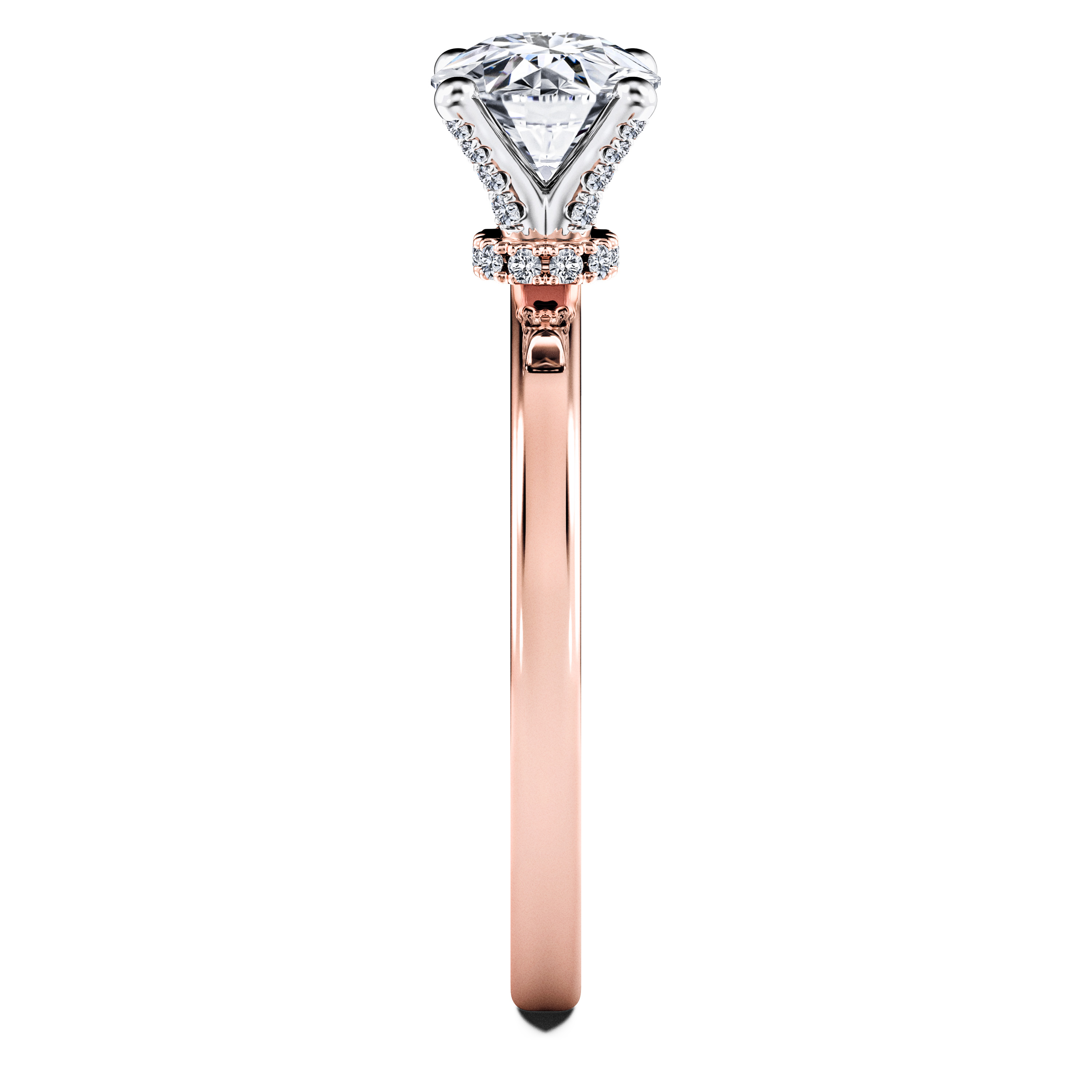 Euphoria Solitaire Diamond Engagement Ring in 18ct Rose Gold with Round Centre Stone Alternate shot 3