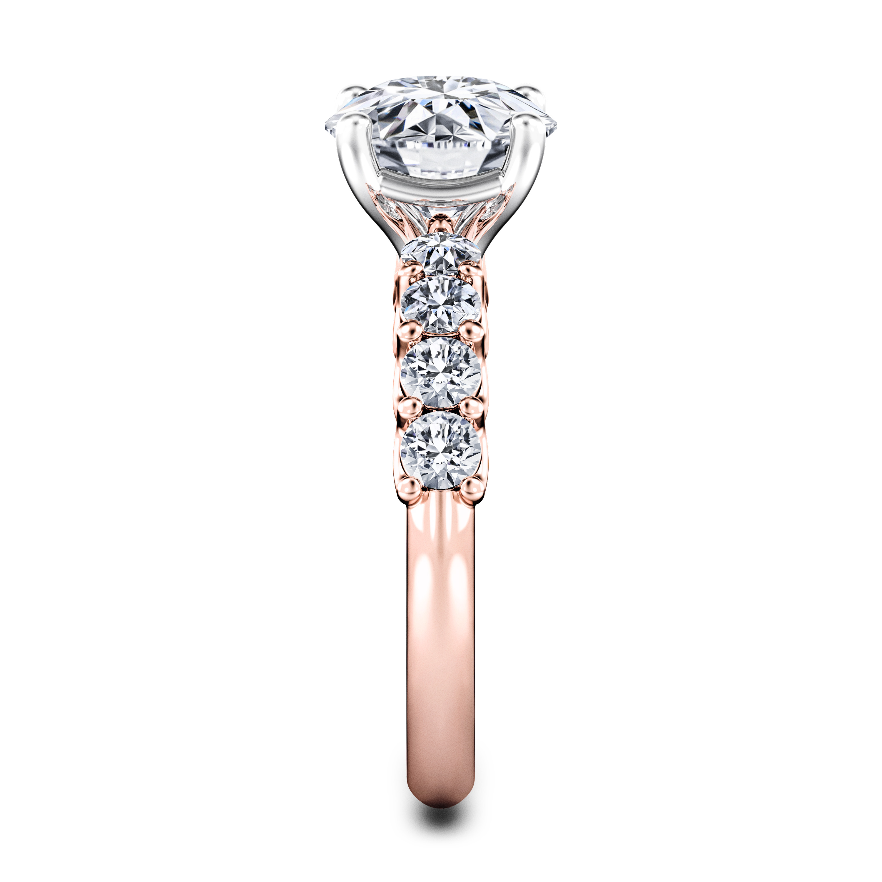 Blossom Side Stones Diamond Engagement Ring in 18ct Rose Gold with Round Centre Stone Alternate shot 3