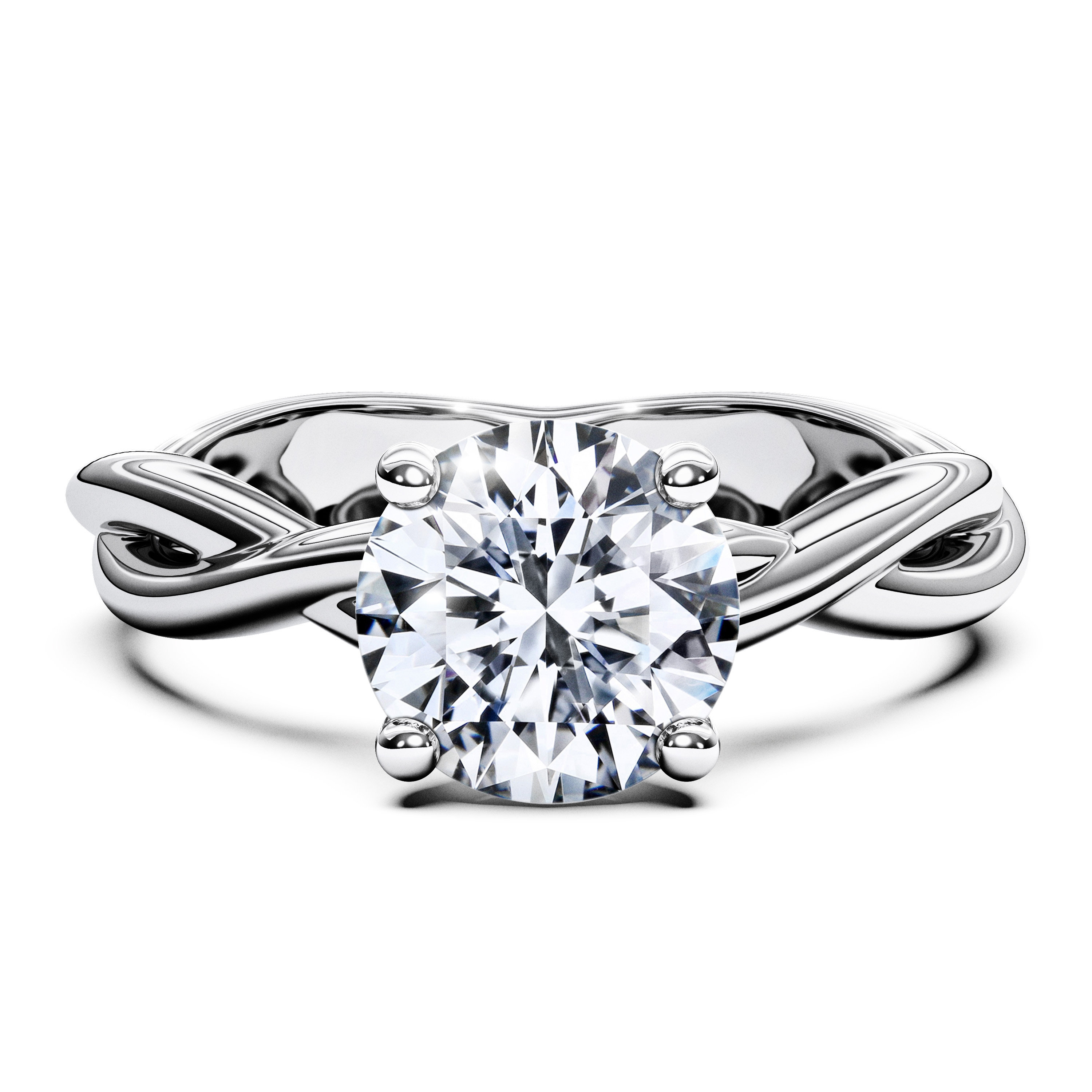 Solitaire, 18ct White Gold Diamond Engagement Ring Etheral Solitaire Ring Round