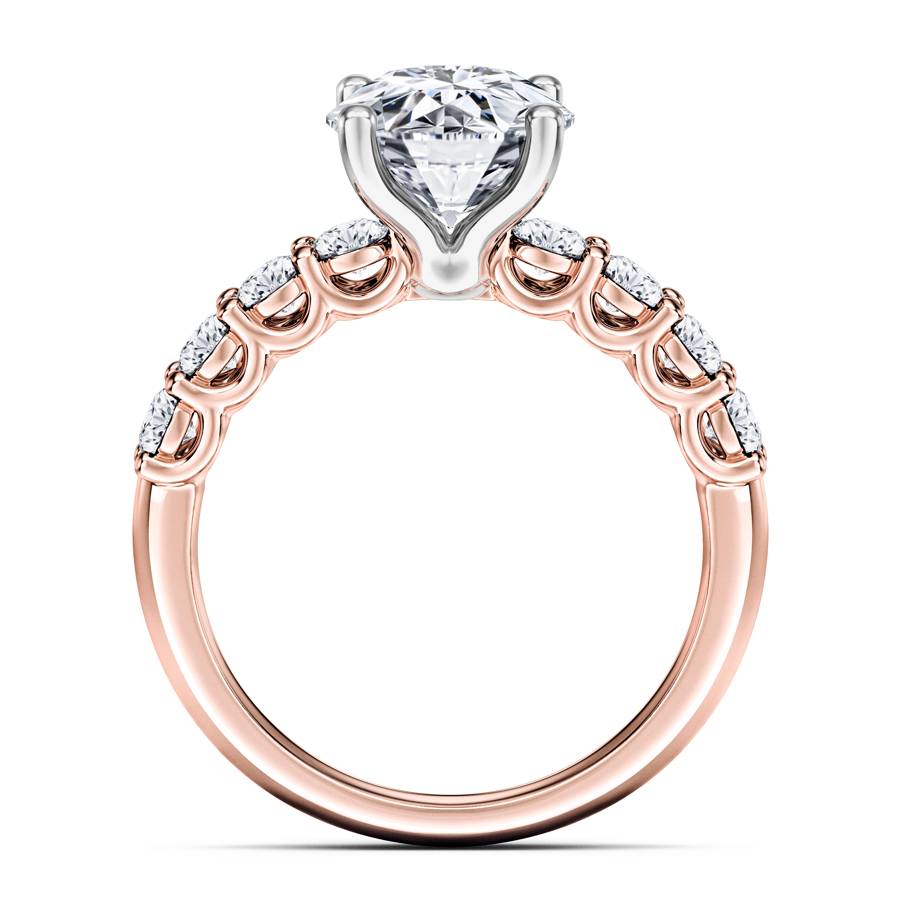 Blossom Side Stones Diamond Engagement Ring in 18ct Rose Gold with Round Centre Stone Alternate shot 4